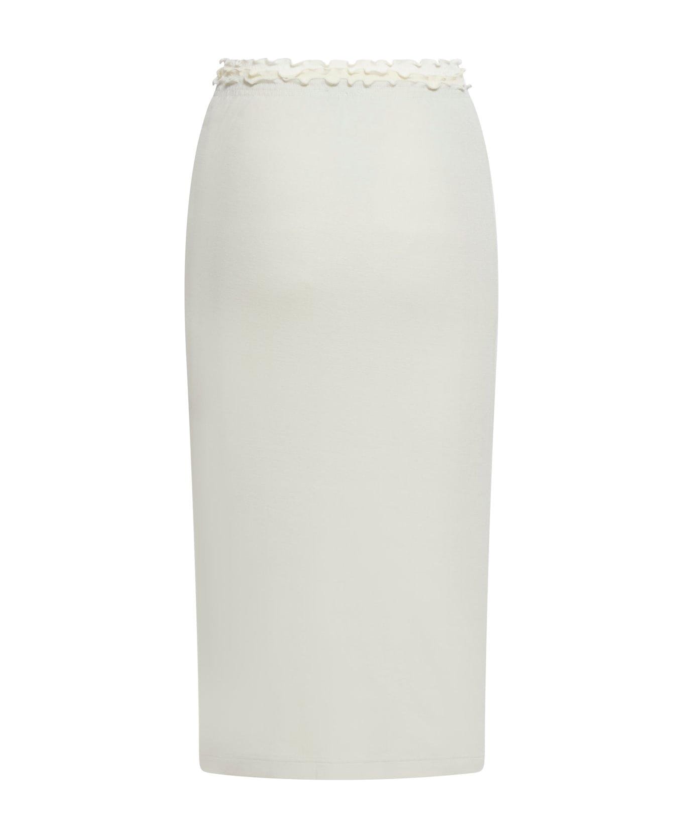 Jil Sander + High Waist Layered Midi Skirt - White