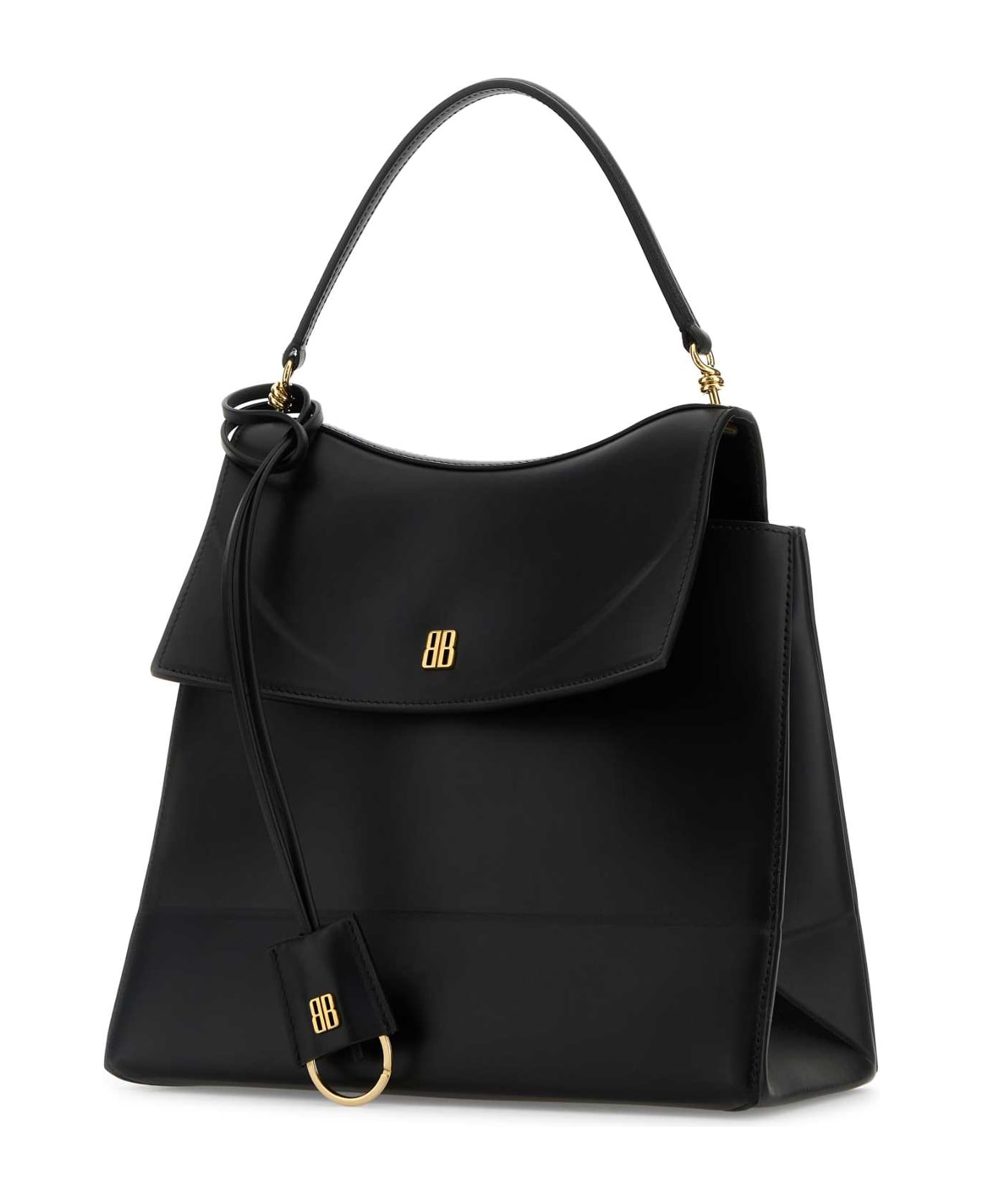 Black Leather Medium Nano Handbag - Thumbnail 3