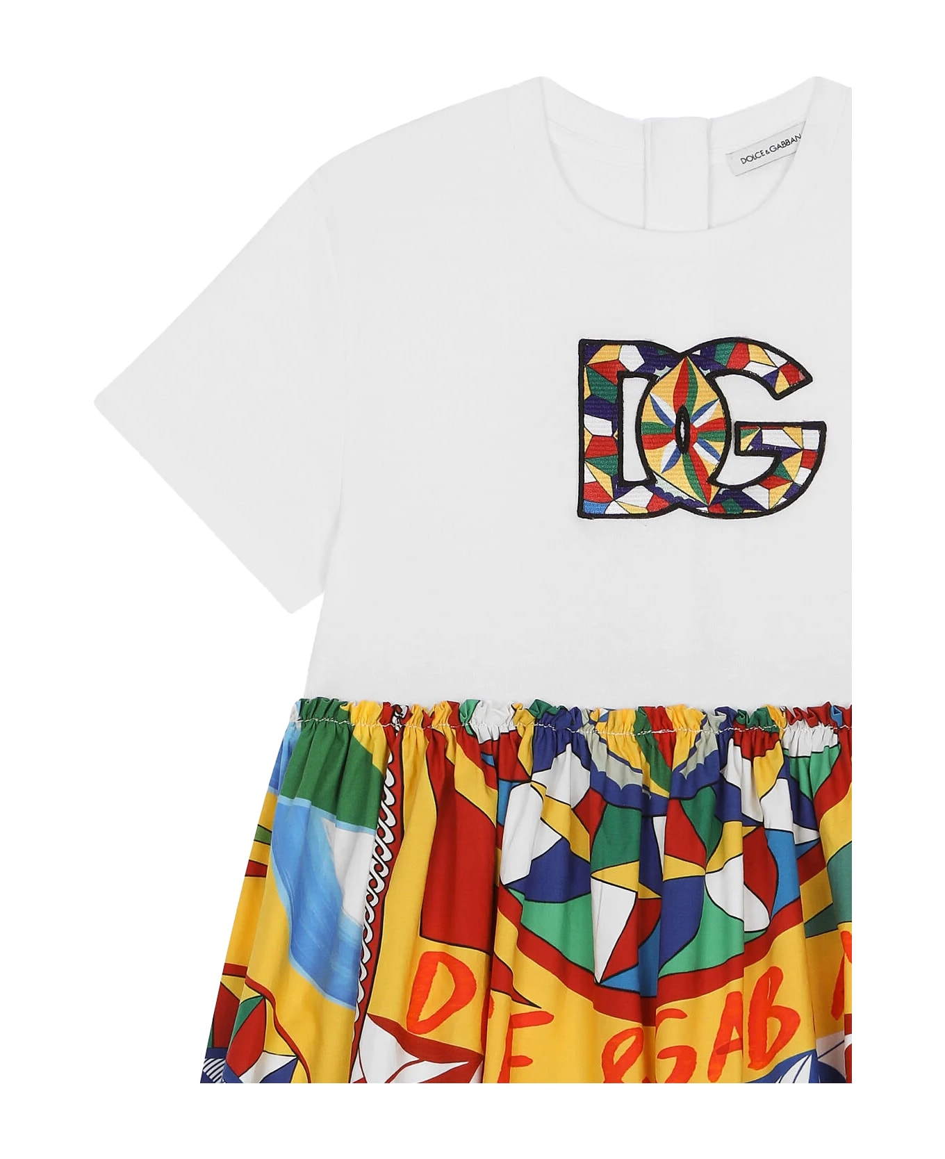 Dolce & Gabbana Jersey And Poplin Dress With Cart Print - Multicolour