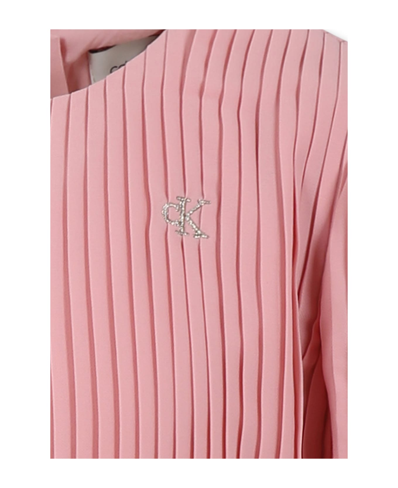 Calvin Klein Pink Dress For Girl With Logo - Pink