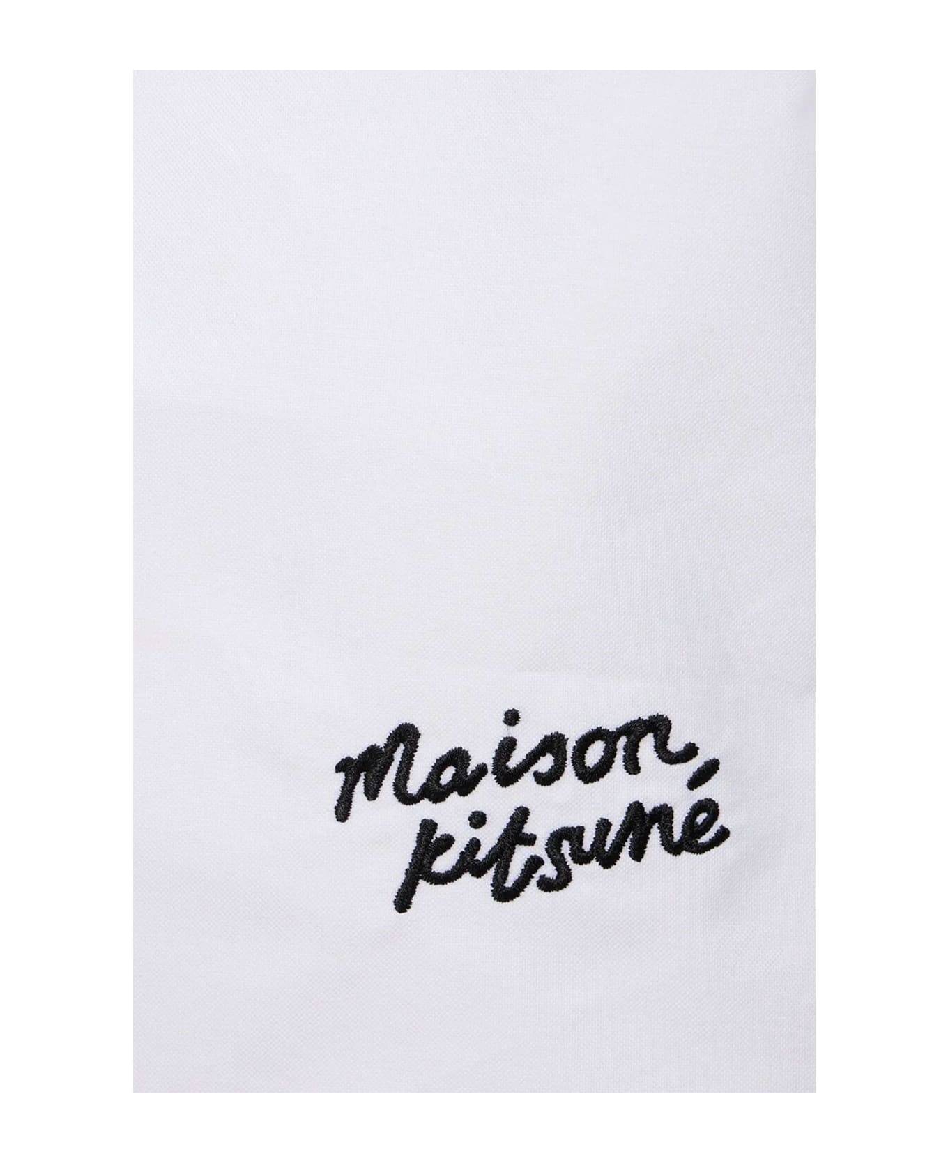 Maison Kitsuné Handwritting Casual Bd Shirt White cotton long sleeves shirt with logo embroidery - Handwriting Casual BD Shirt - Bianco