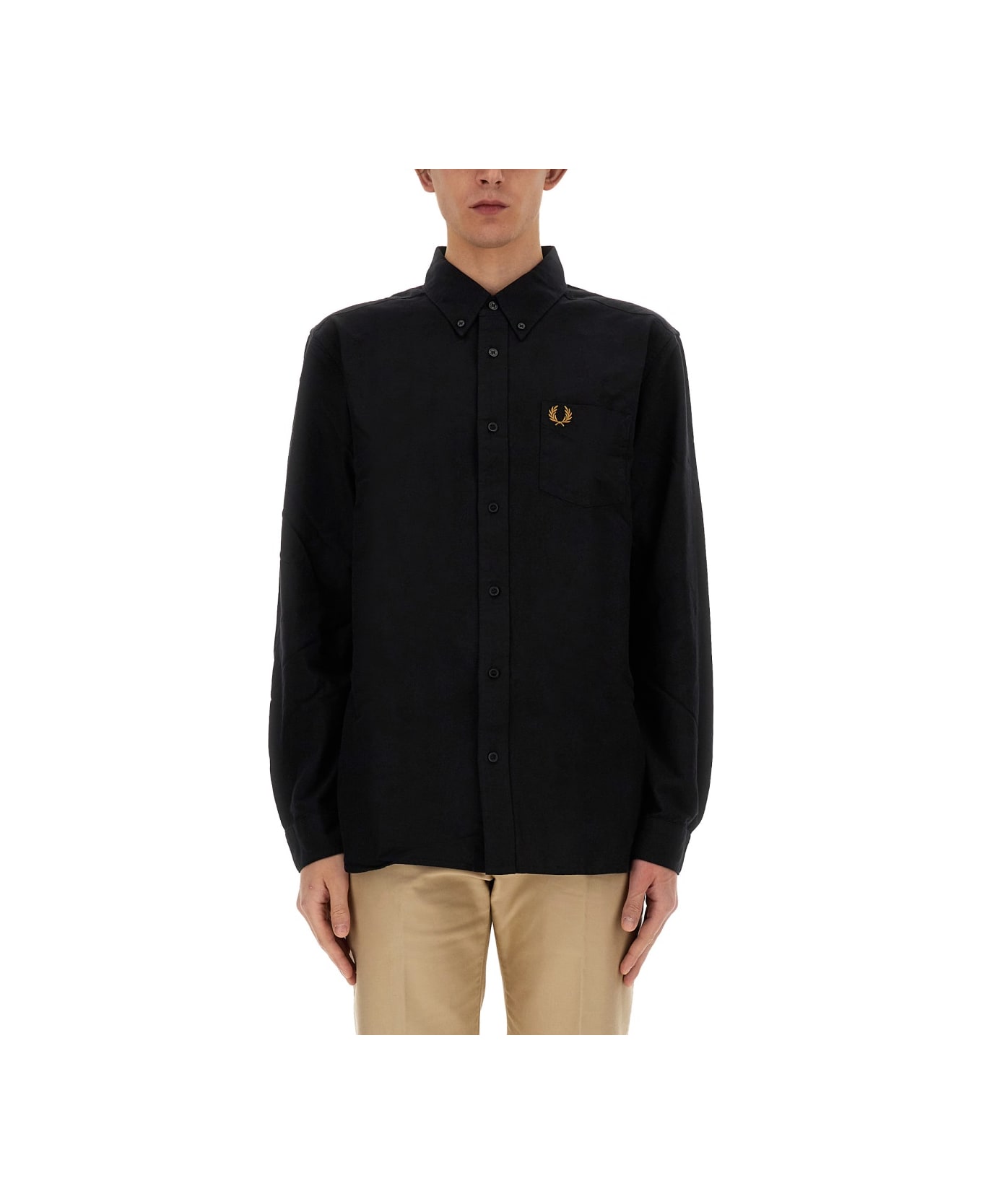 Fred Perry Shirt With Logo - BLACK
