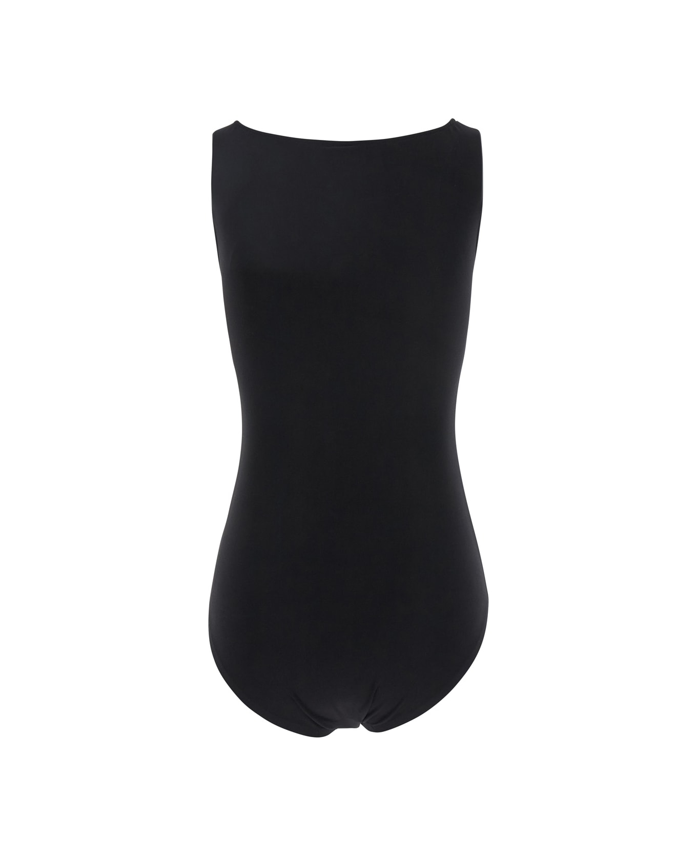 Norma Kamali 
tara
 Black Top With V-neck And Ruffle Details In Tech Fabric Woman - Black