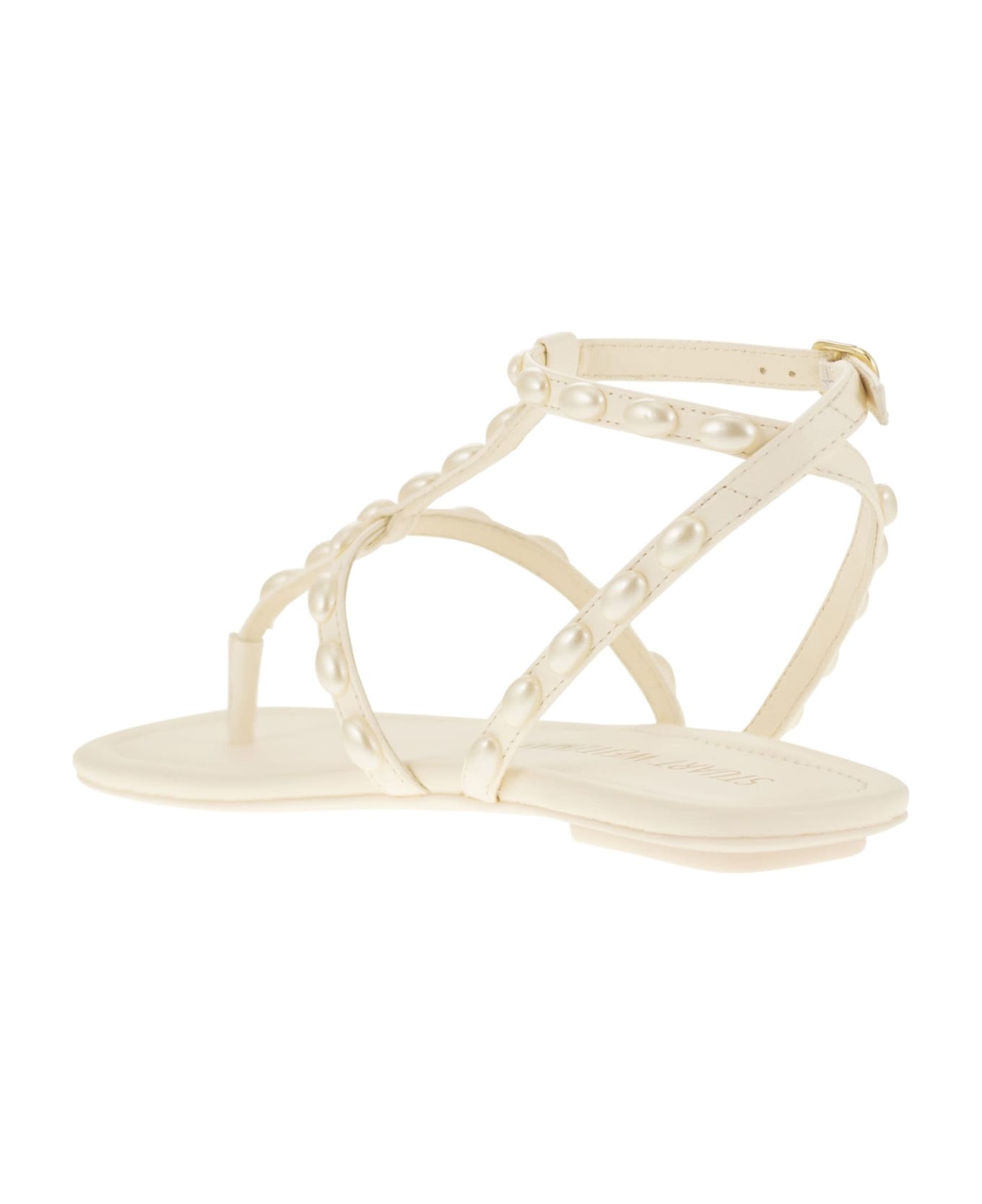 Stuart Weitzman Pearlita - Thong Sandal With Pearls - White