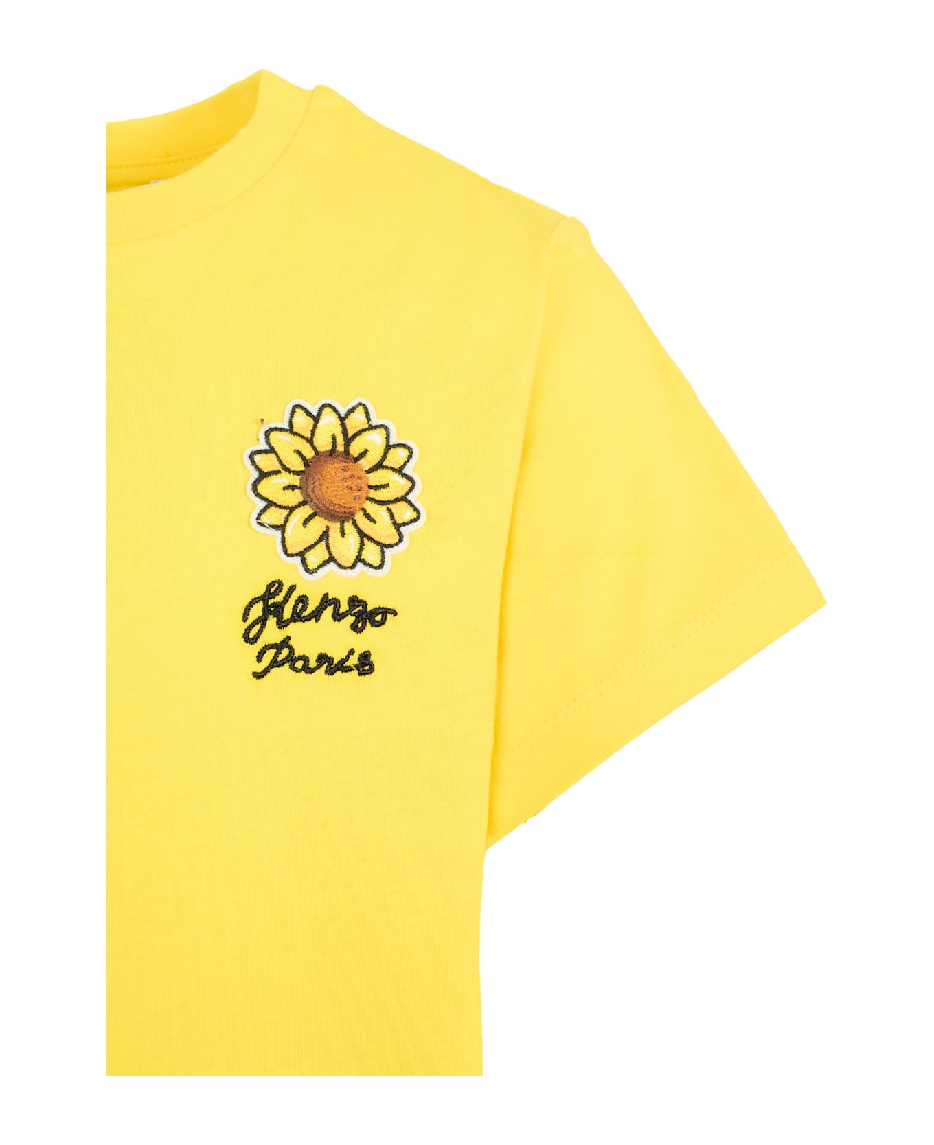 Kenzo Kids Yellow T-shirt For Girl With Sunflower - Yellow