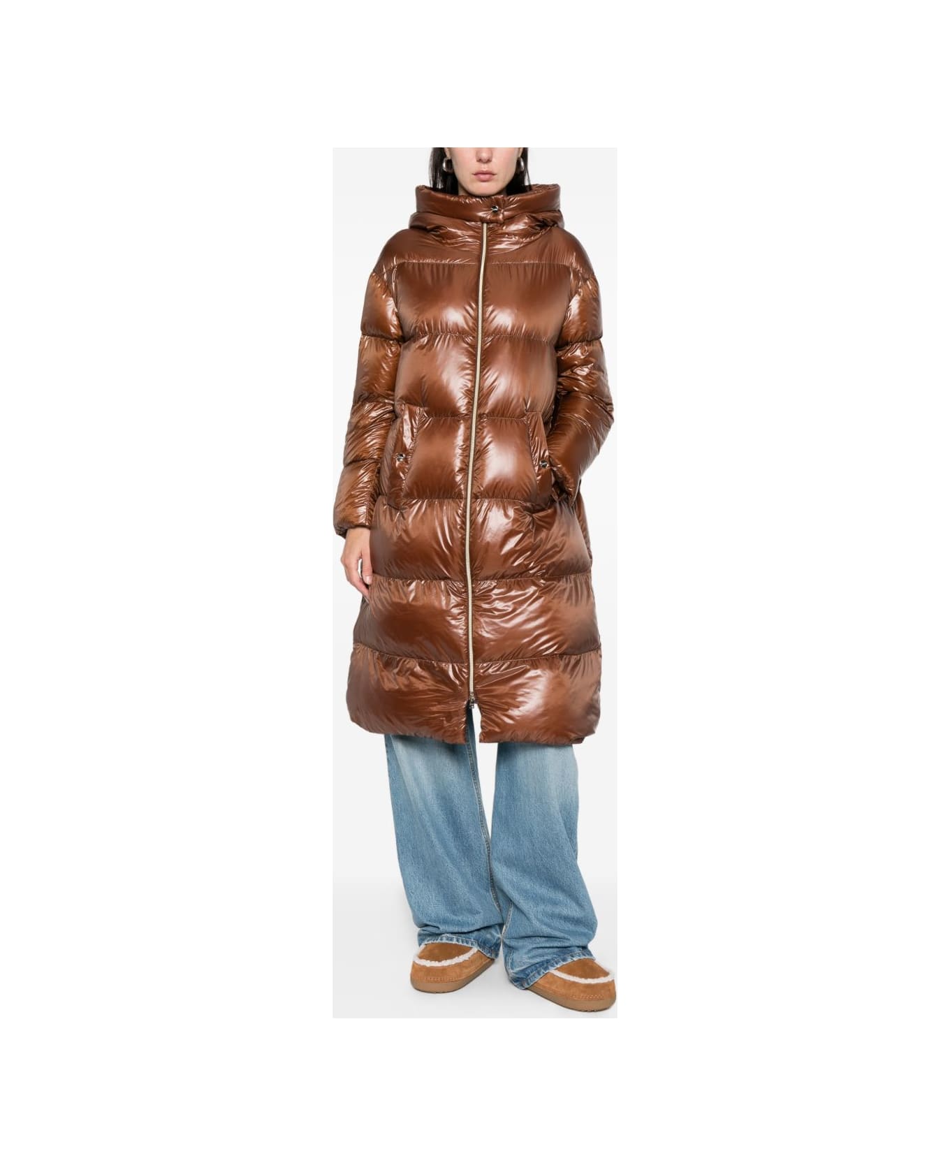 Herno Hooded Coat - Brown