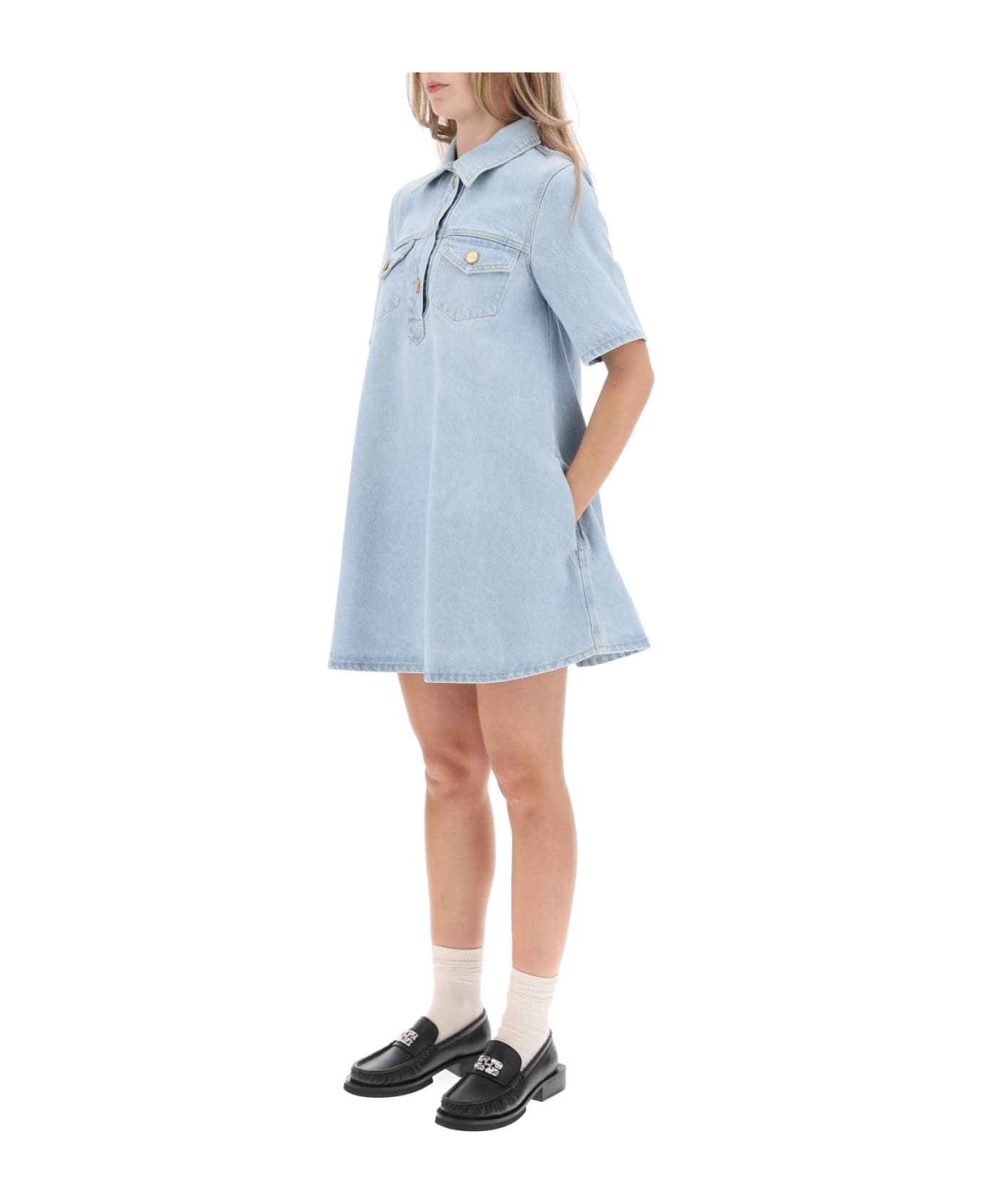 Ganni Denim Mini Dress - MID BLUE VINTAGE (Light blue)