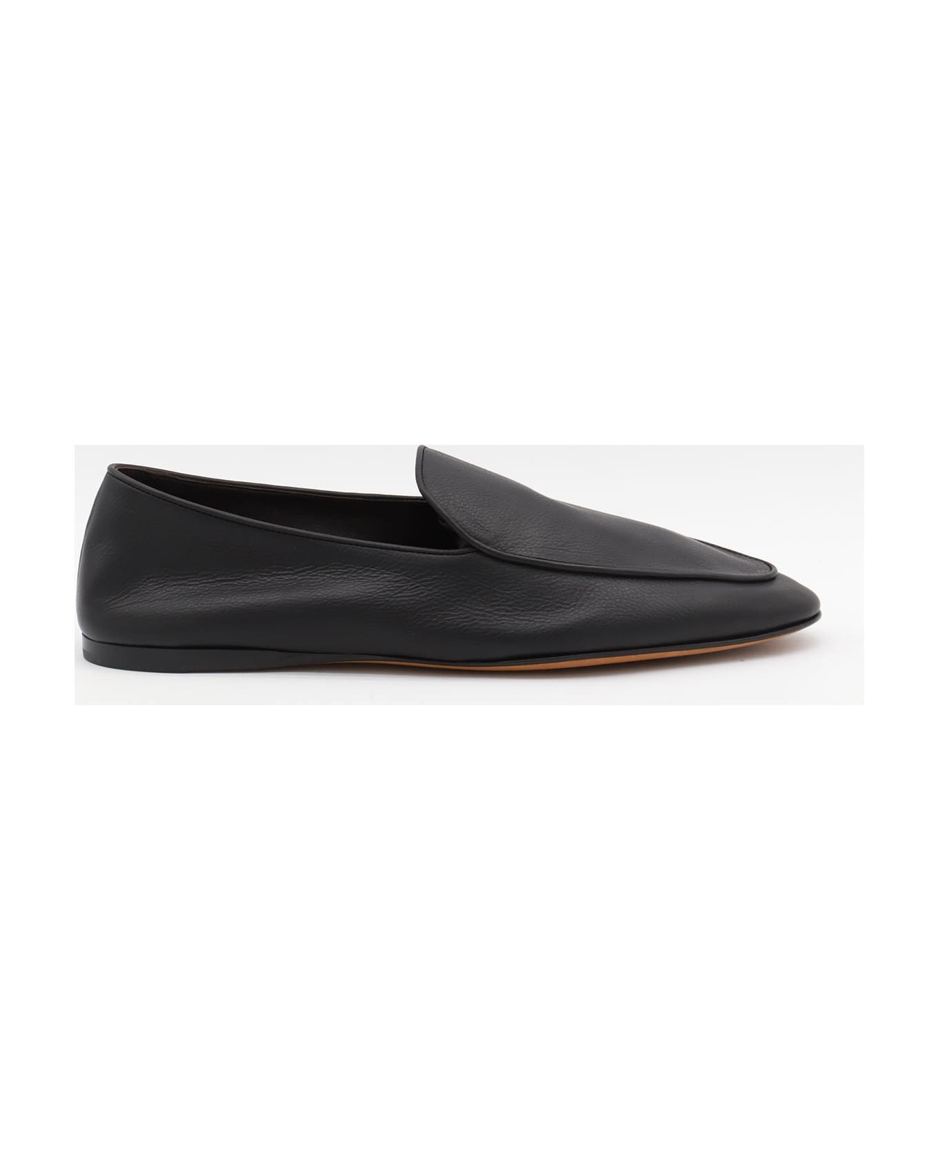 The Row Black Leather Hereditas Loafers | italist