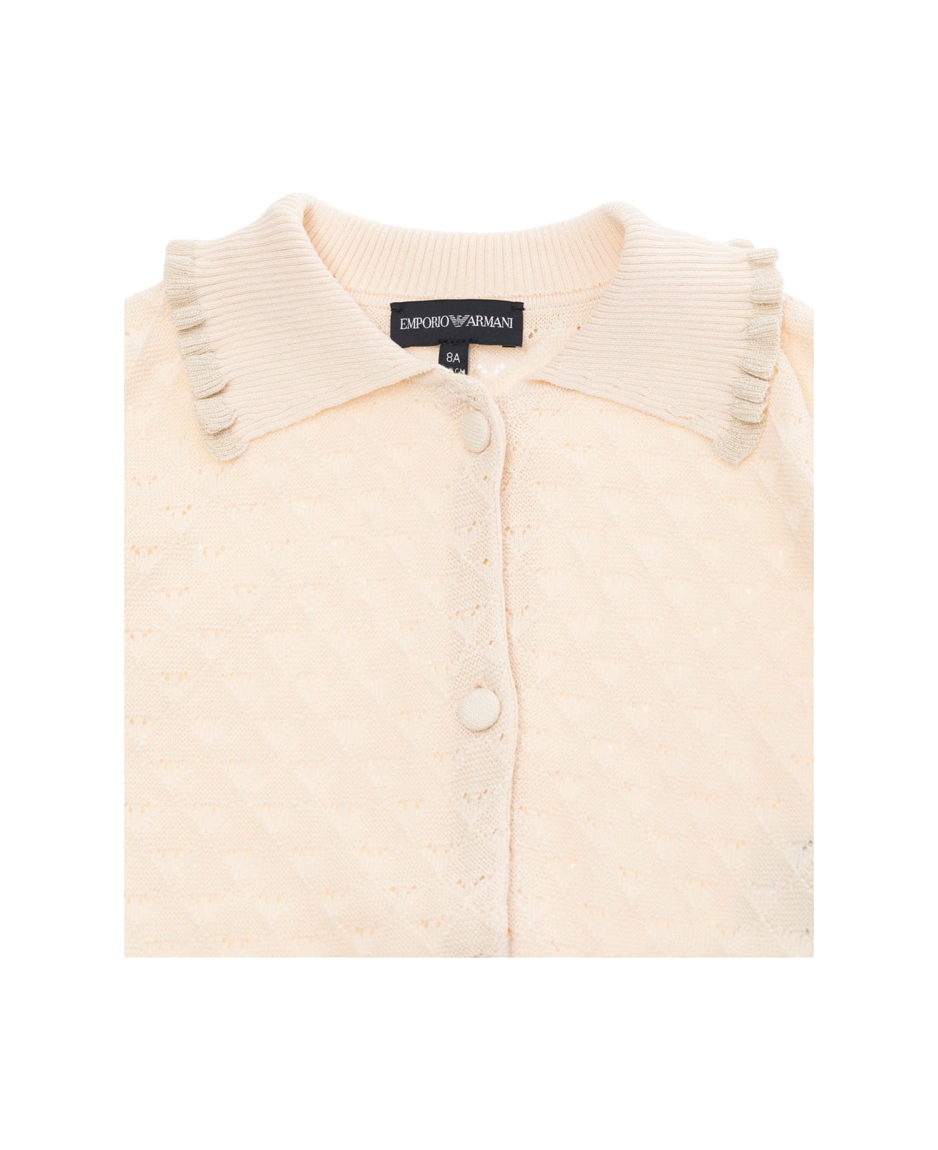 Emporio Armani Beige Sweatshirt With Spread Collar In Cotton Girl - Beige