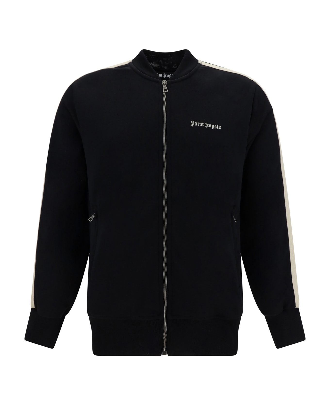 Palm Angels Track Sweatshirt With Zip - Black Off White フリース
