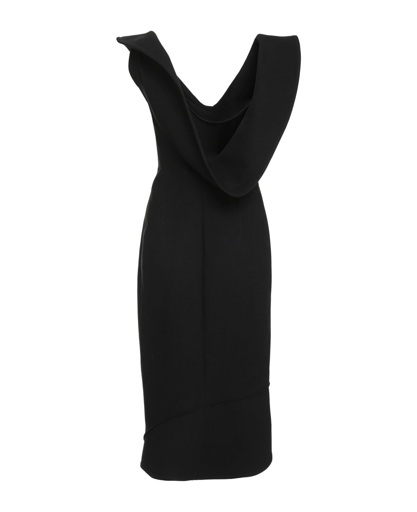 Bottega Veneta Structured Cotton Midi Dress - black