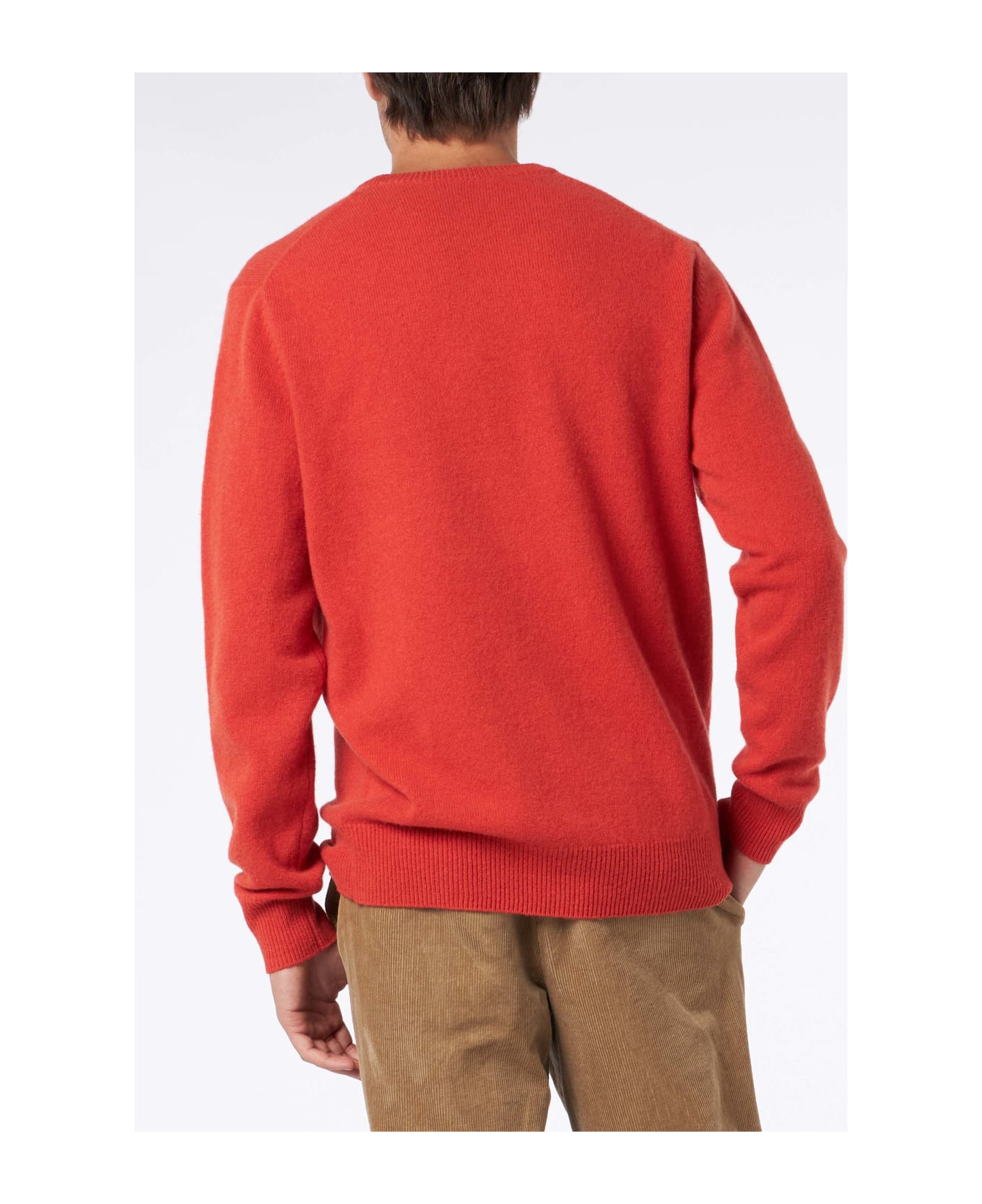 MC2 Saint Barth Man Crewneck Orange Sweater With St. Barth Embroidery - ORANGE