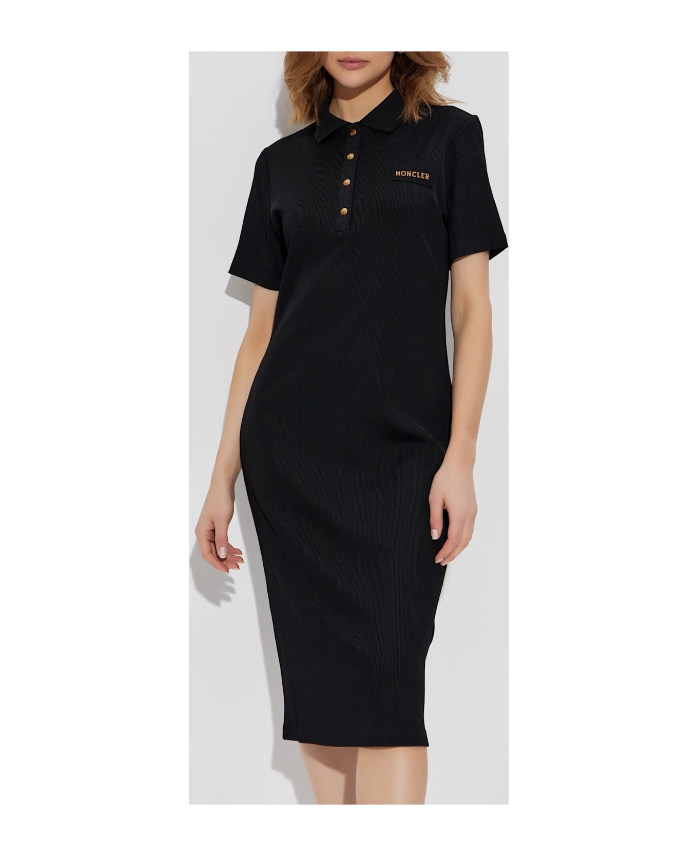 Moncler Dress With Logo Patch - Black
