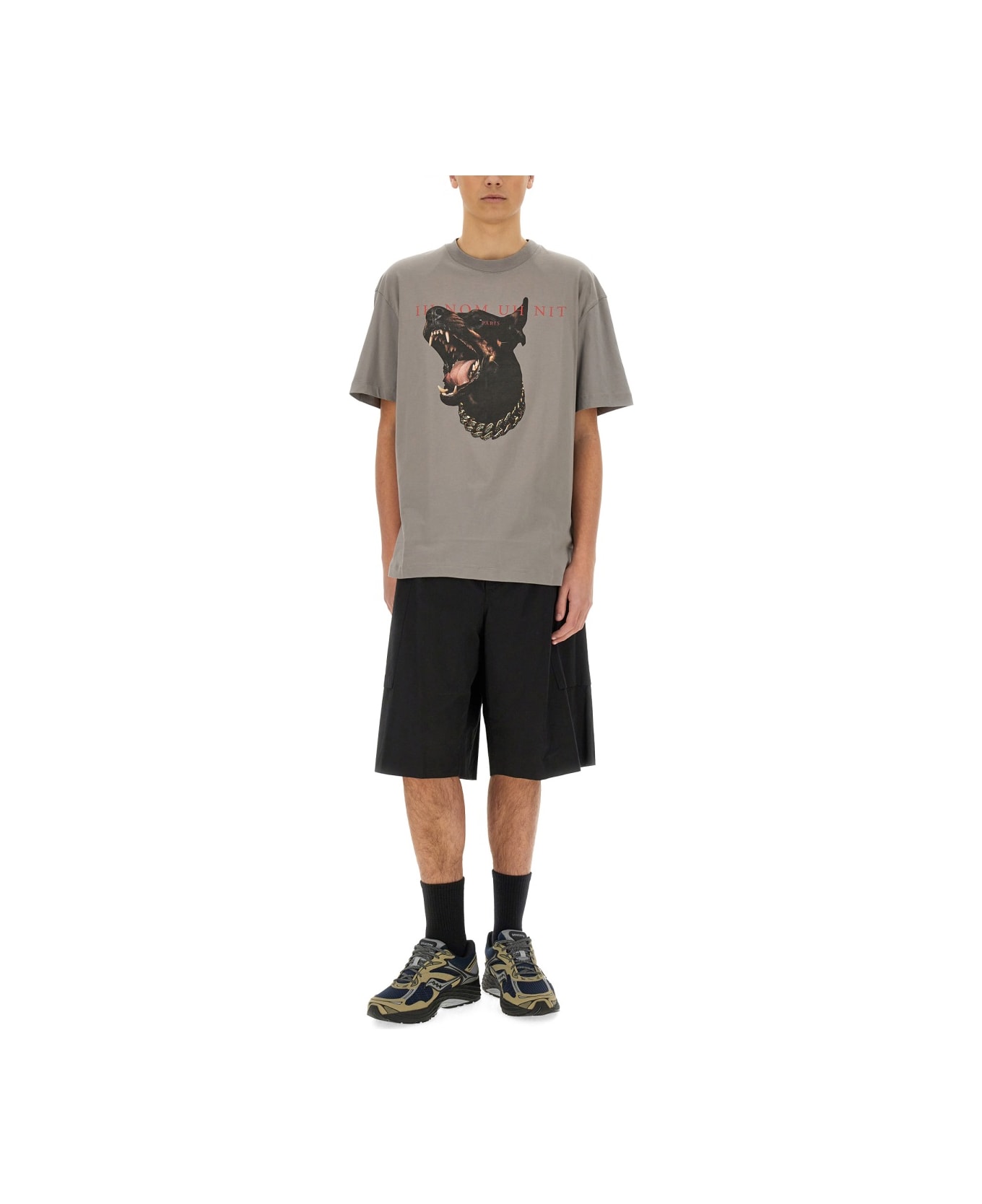 ih nom uh nit Dobermann Print T-shirt - GREY