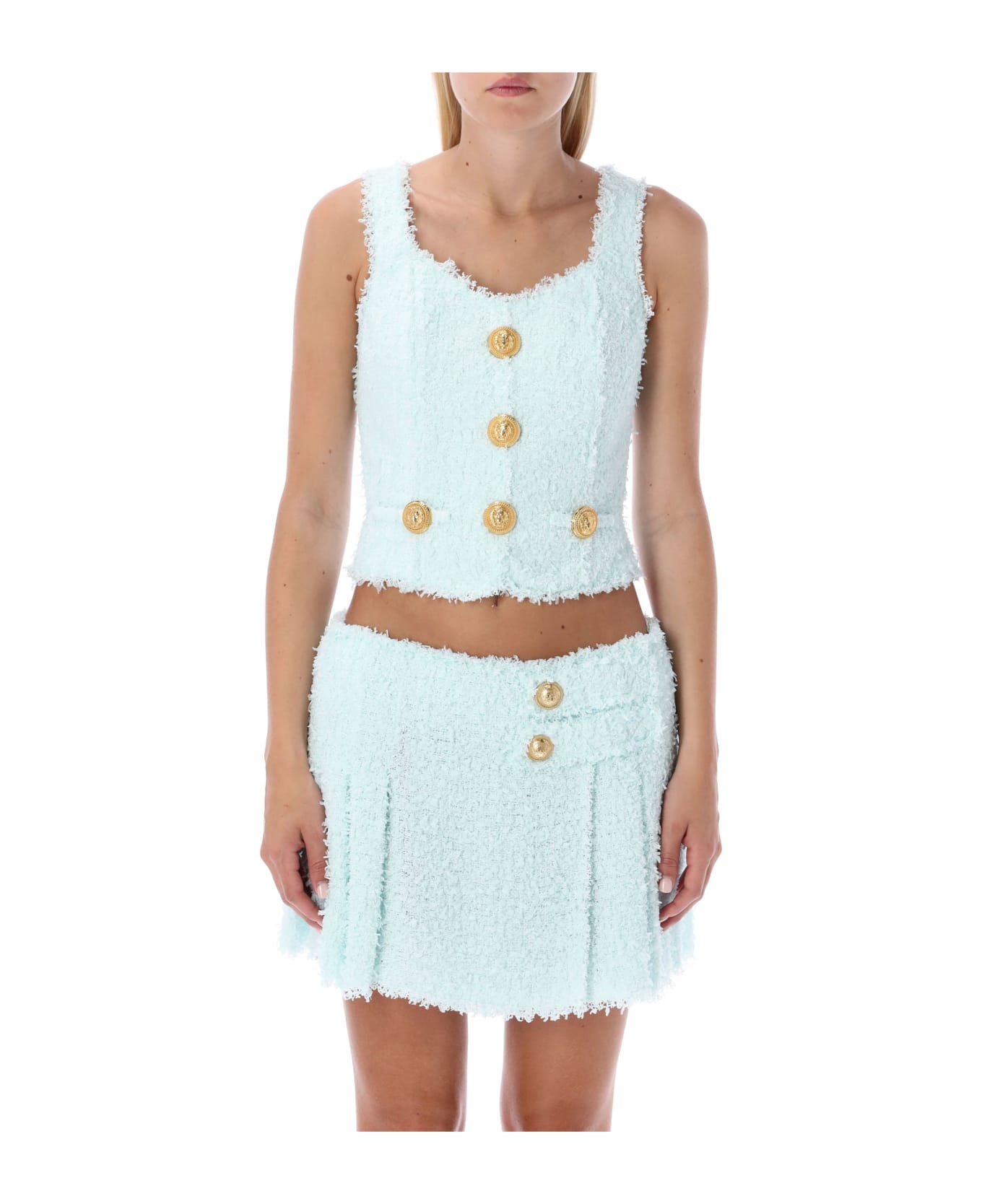 Balmain Tweed Top - PALE LIGHT BLUE