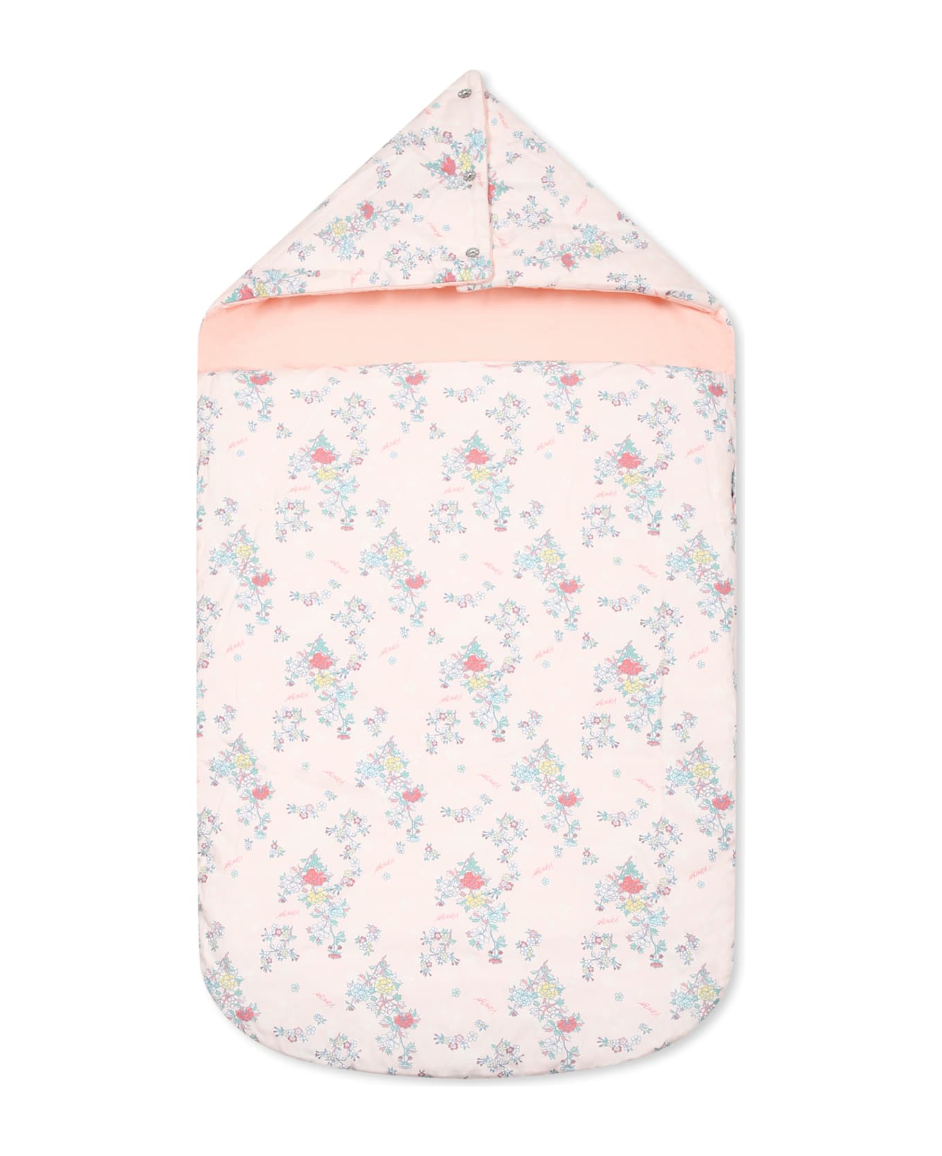 Kenzo Kids Pink Reversible Sleeping Bag For Baby Girl With Floral Print - Pink