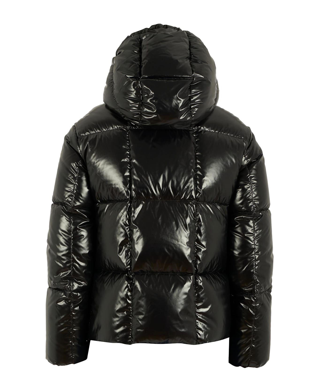 Moncler Black Parana Down Jacket For Girl With Logo - Black