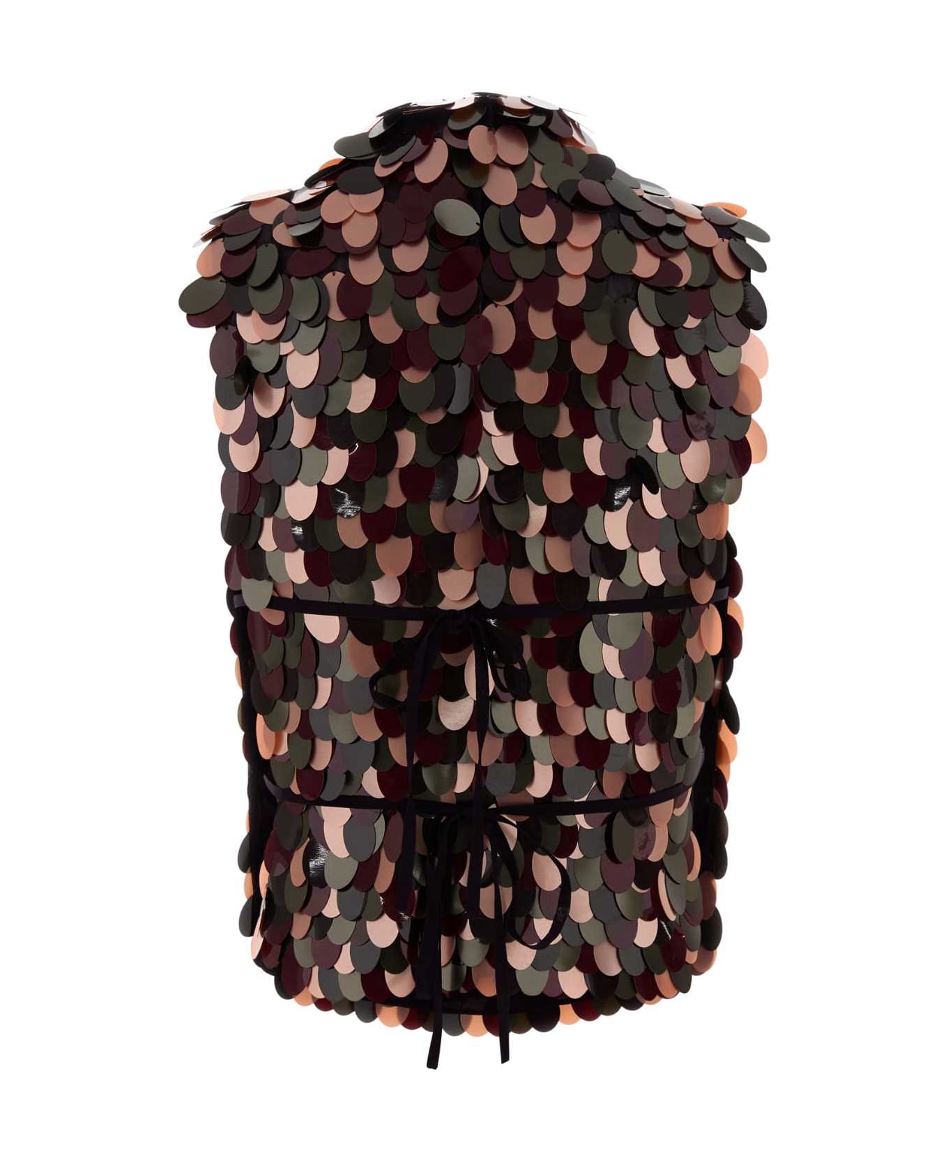 Dries Van Noten Embellished Crepe Carmasa Top - BURGUNDY