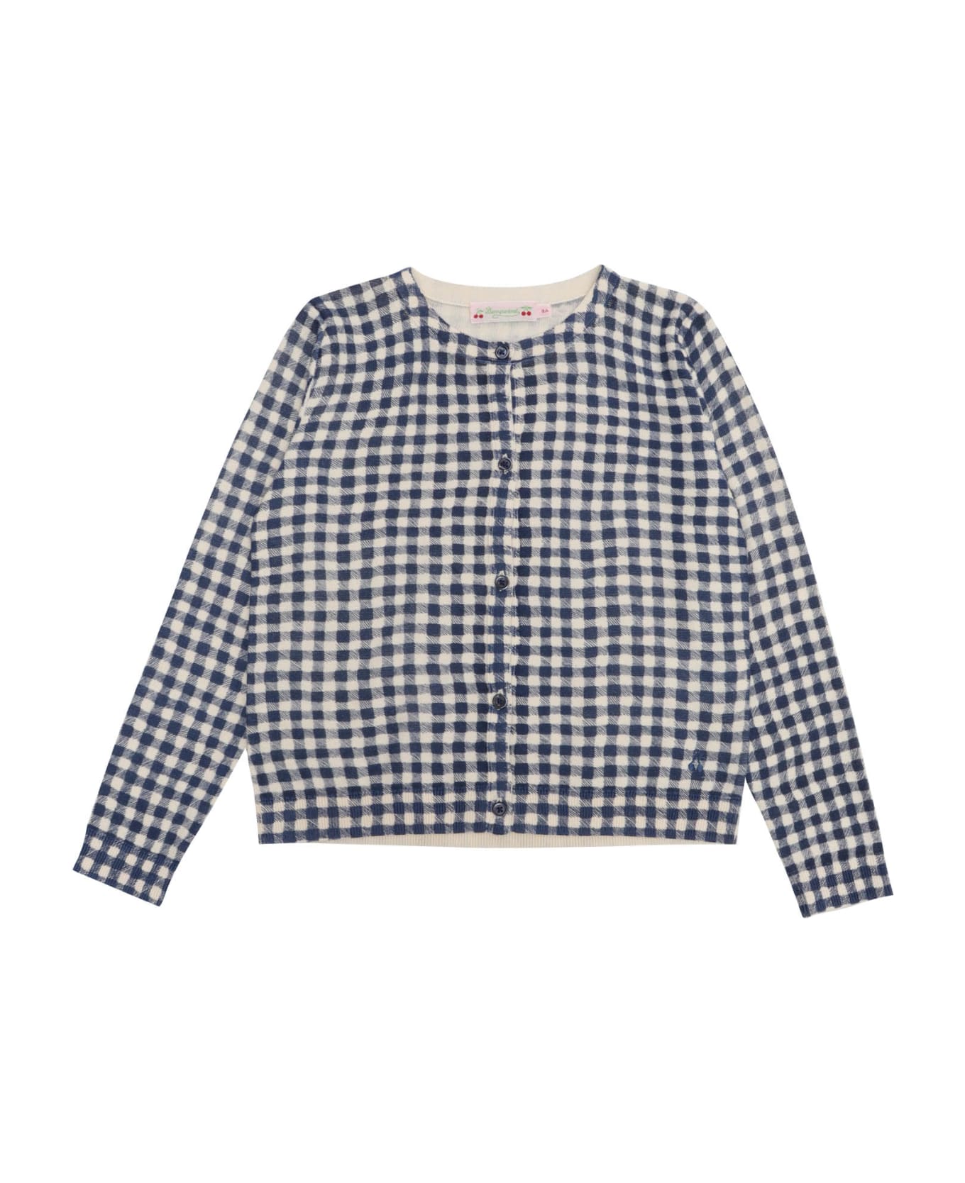 Bonpoint Checked Patterned Cardigan For Girls - BLUE