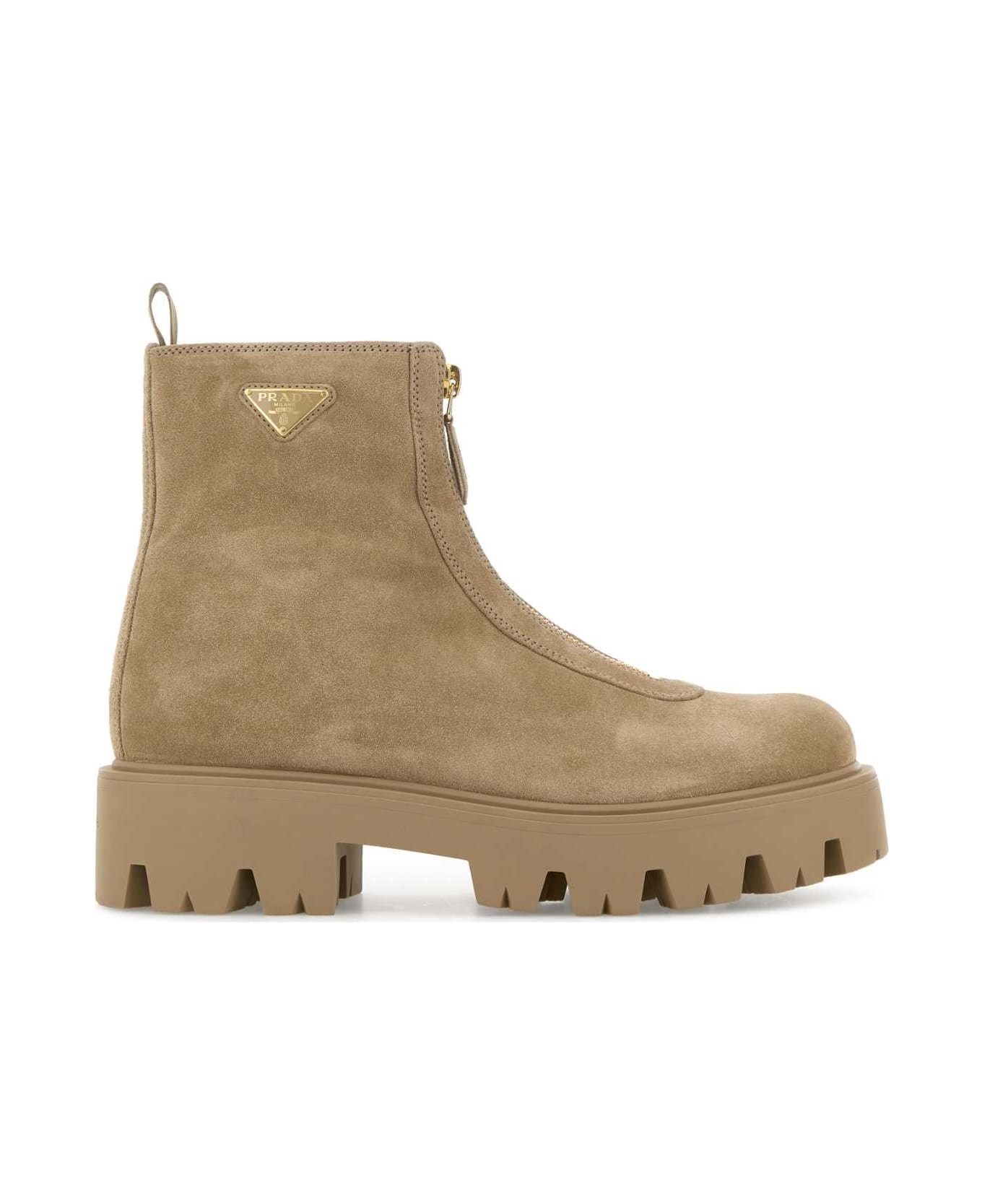 Prada Sand Suede Ankle Boots - DESERTO
