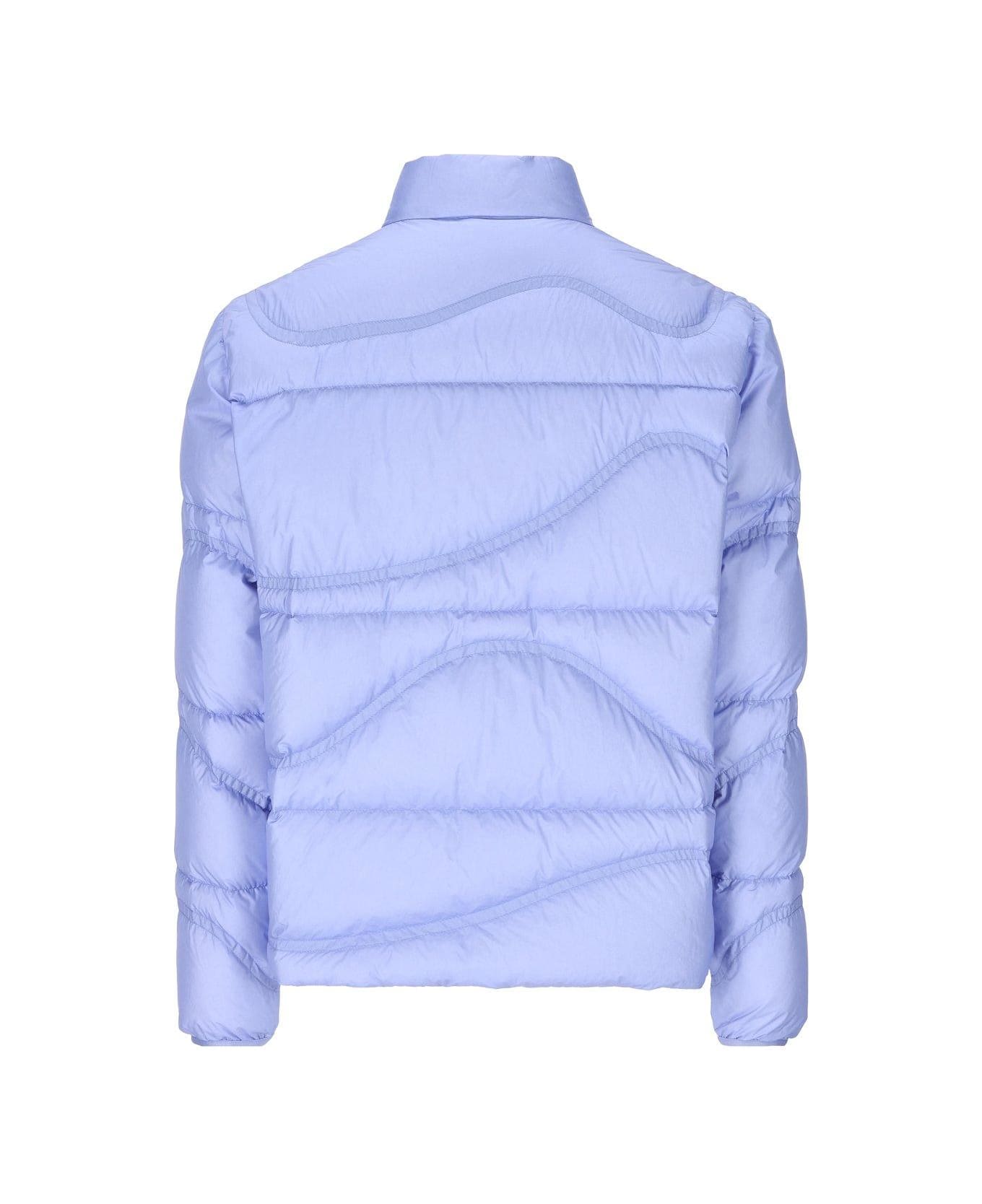 Moncler Tayrona Zip-up Short Down Jacket - Clear Blue