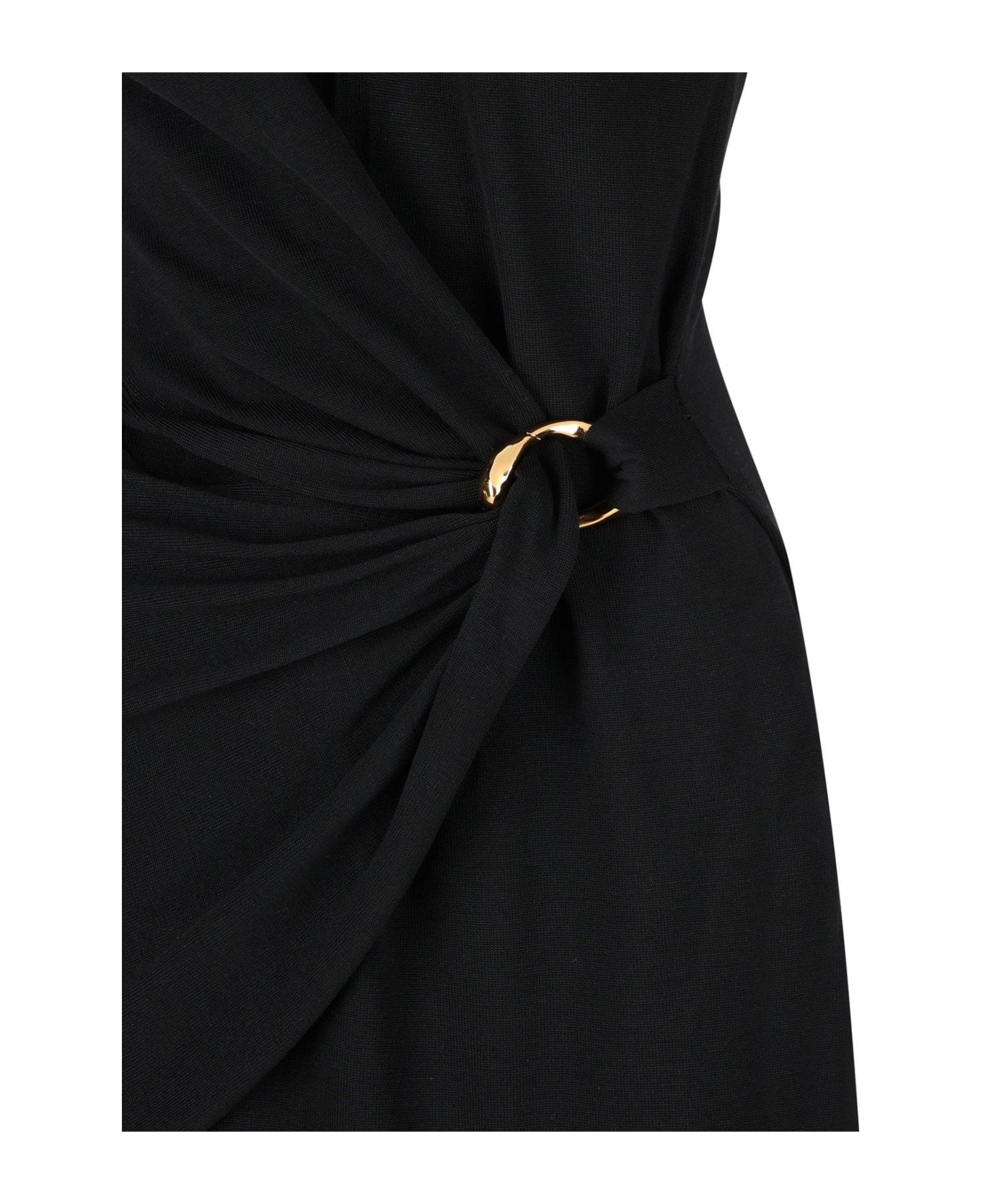 Jil Sander V-neck Gathered Midi Dress - BLACK ワンピース＆ドレス