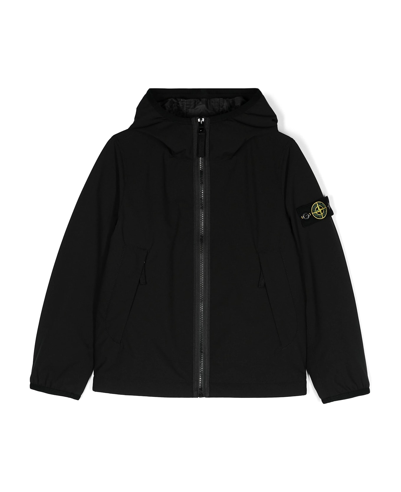 Stone Island Junior Black Hooded Jacket - Black