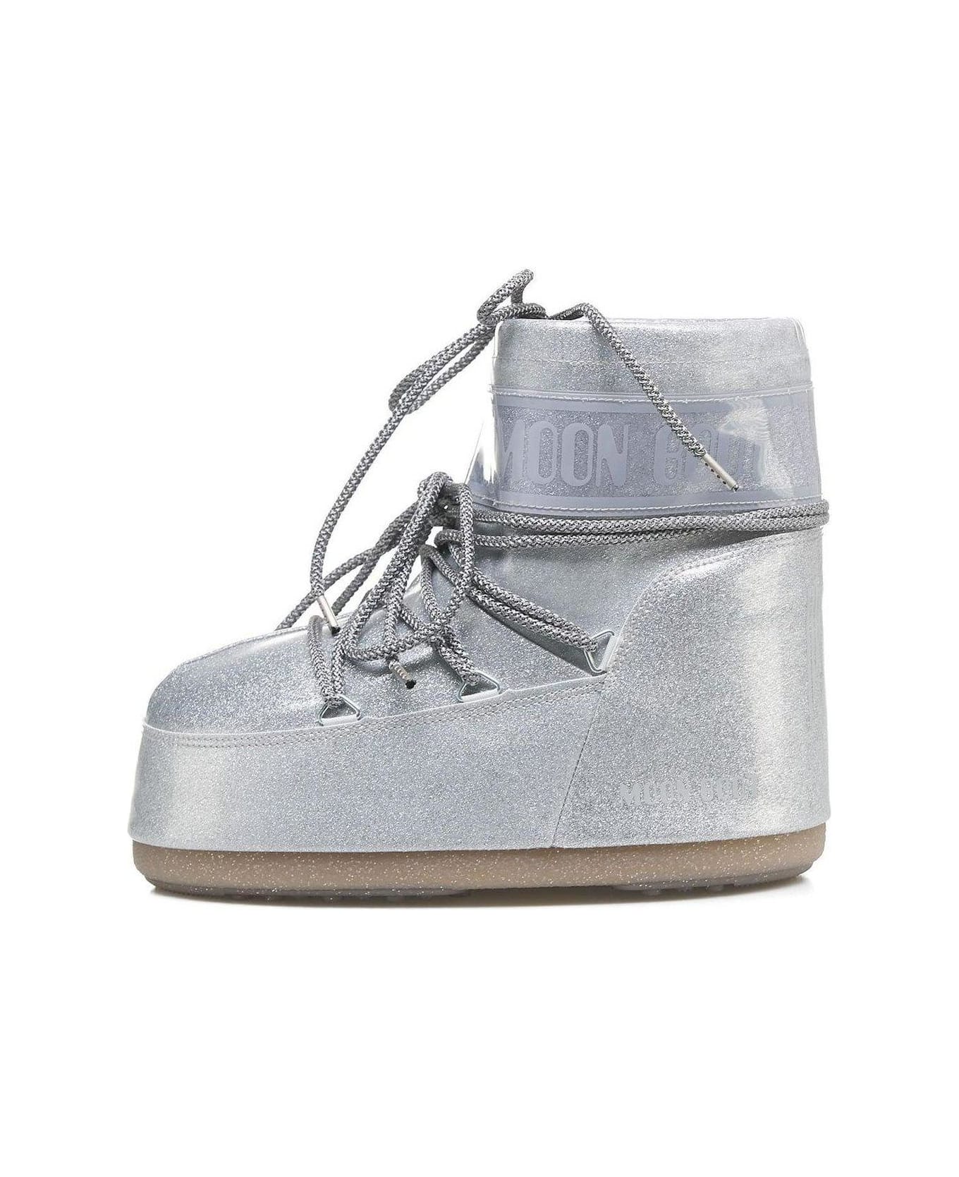 Moon Boot Icon Low Glitter Lace-up Boots - Argento