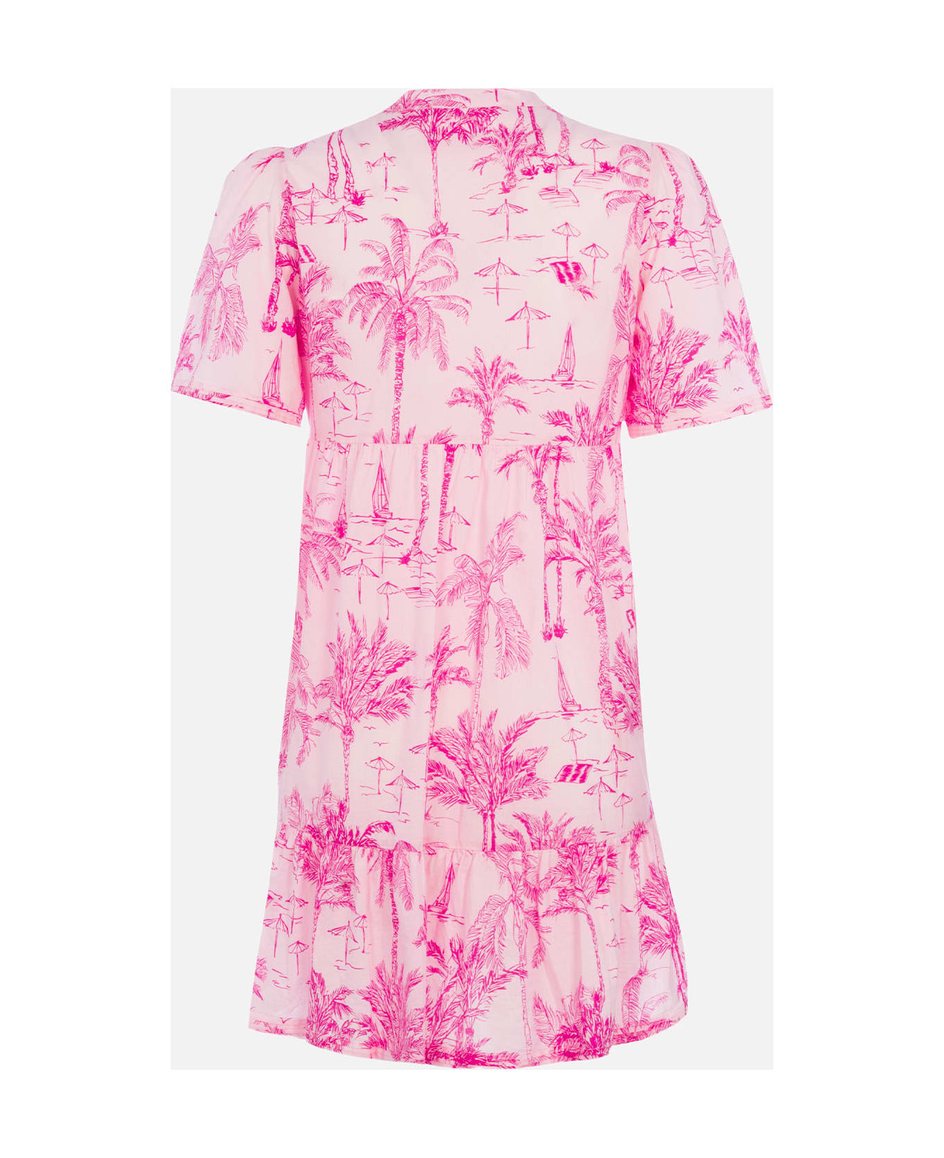 MC2 Saint Barth Woman Cotton Voile Short Dress Siara With Toile De Jouy Print - PINK