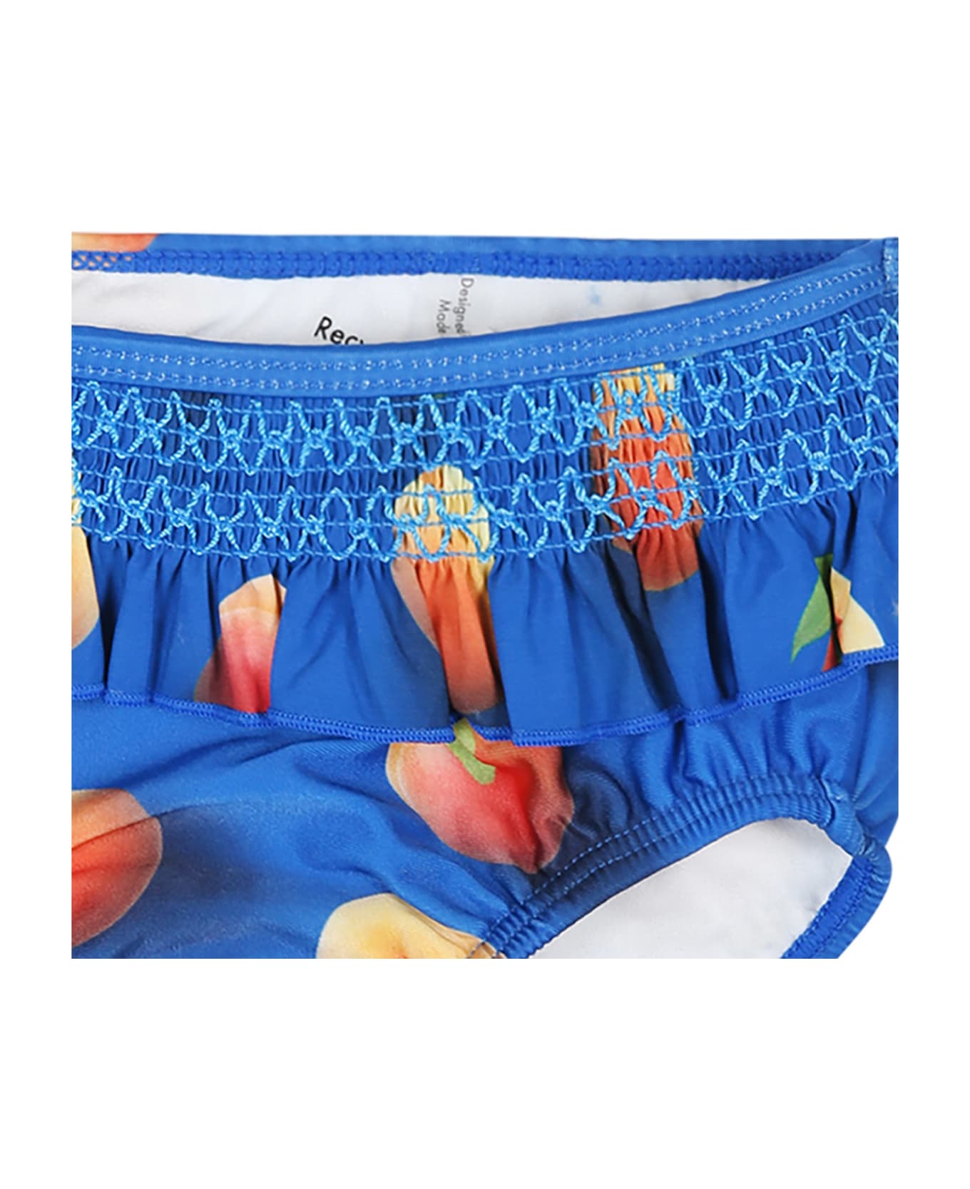 Molo Blue Swim Briefs For Baby Girl With Apricot Print - Blue