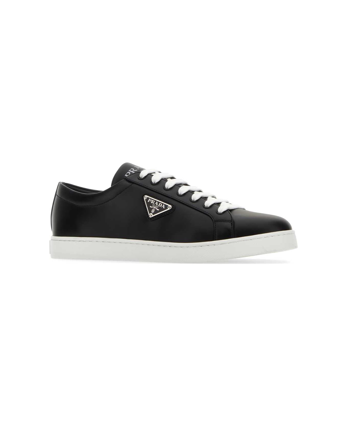 Black Leather Sneakers - Thumbnail 1