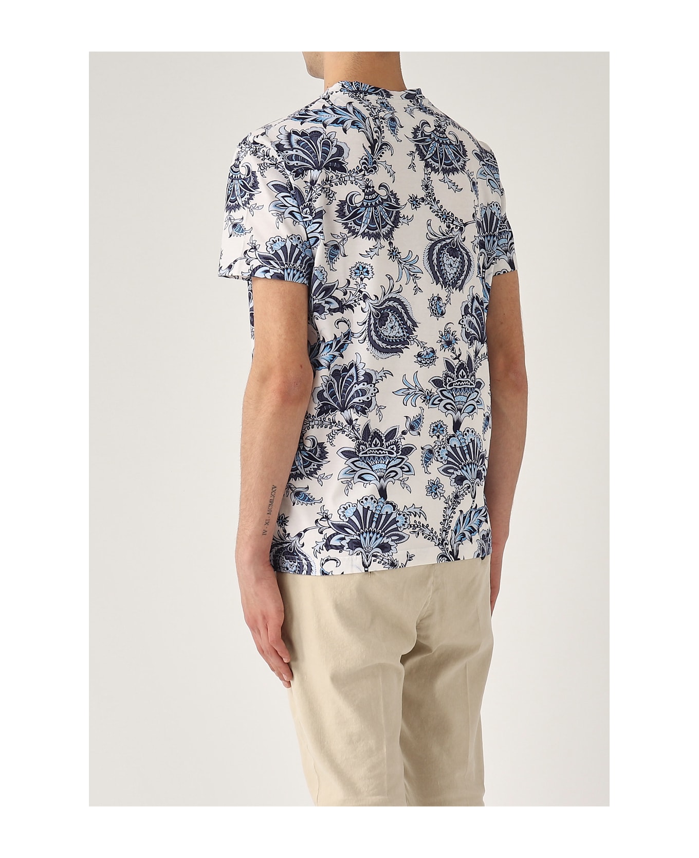 Etro T-shirt Roma Fantasia M/c T-shirt - BIANCO-BLU
