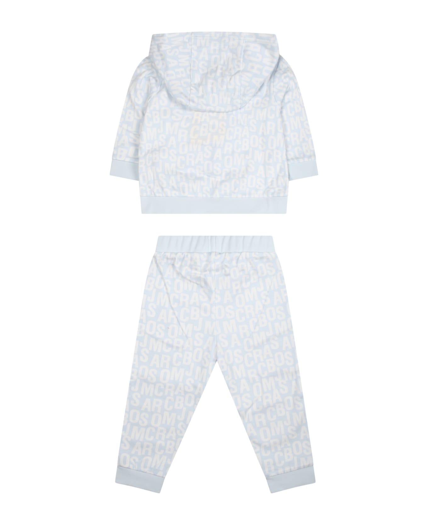 Little Marc Jacobs Light Blue Suit For Baby Boy With Logo - Light Blue