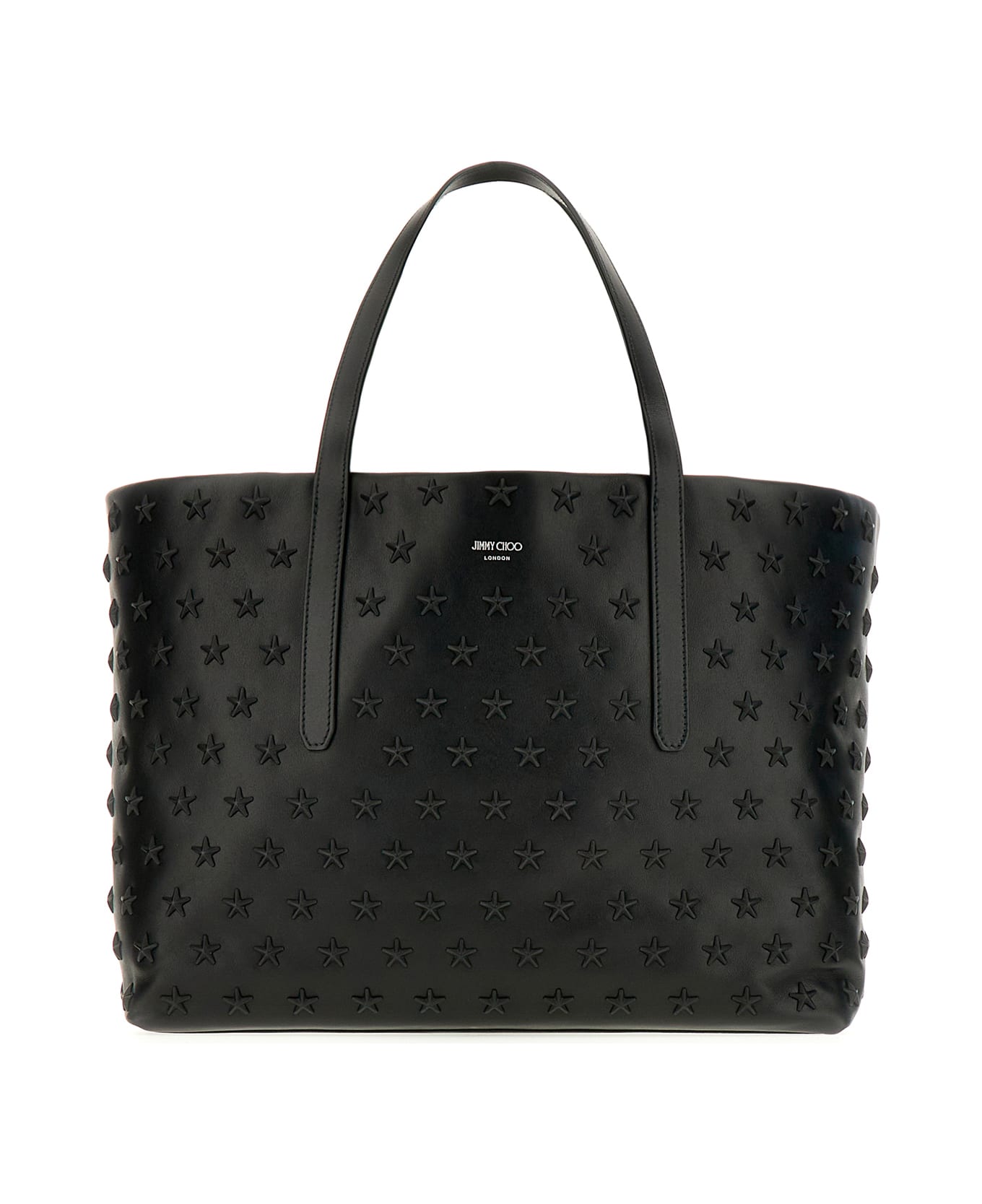 Jimmy Choo Black Leather Pimlico Shopping Bag - BLACKGUNMETAL