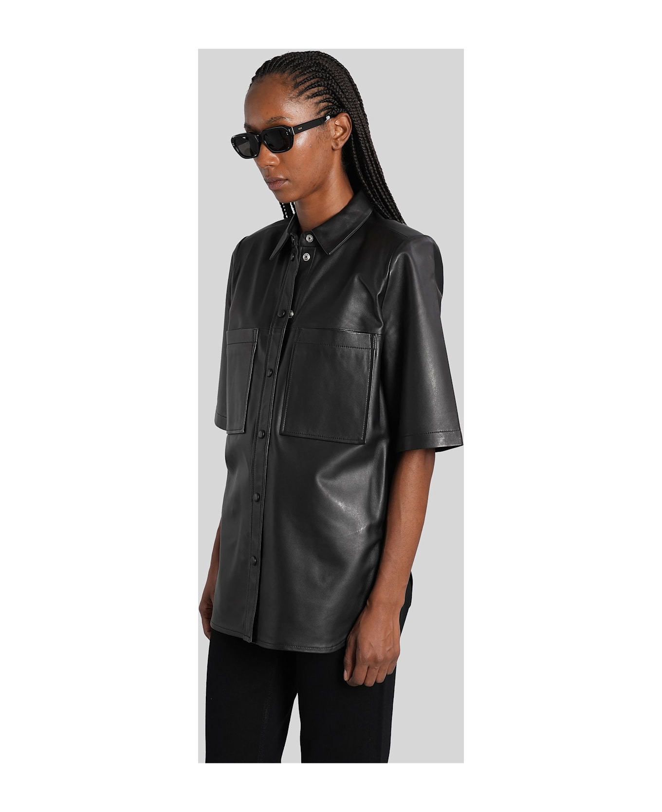 IRO Moha Shirt In Black Leather - black