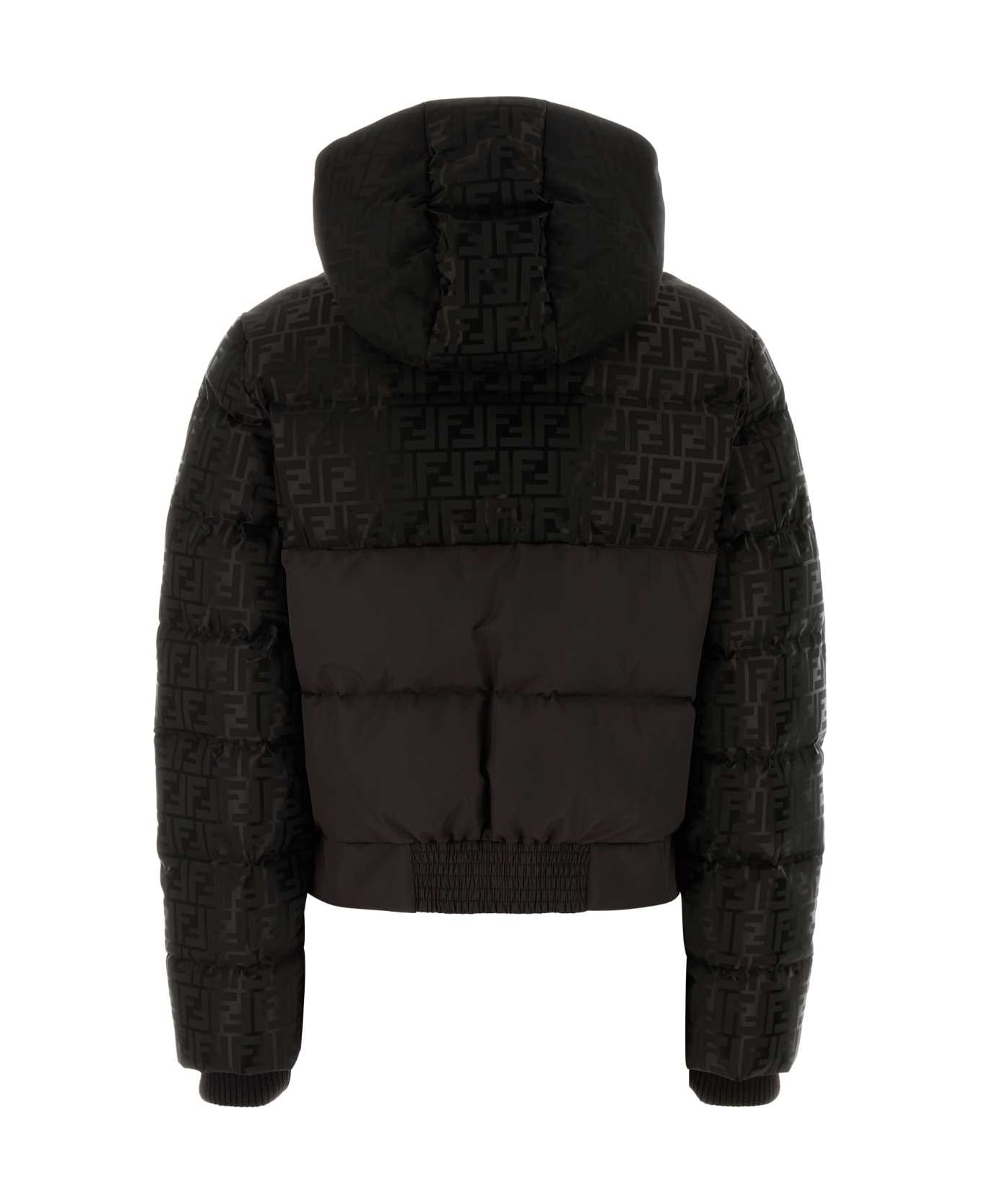 Fendi Giacca Jacquard Ff + Nylon - DARK BROWN-25