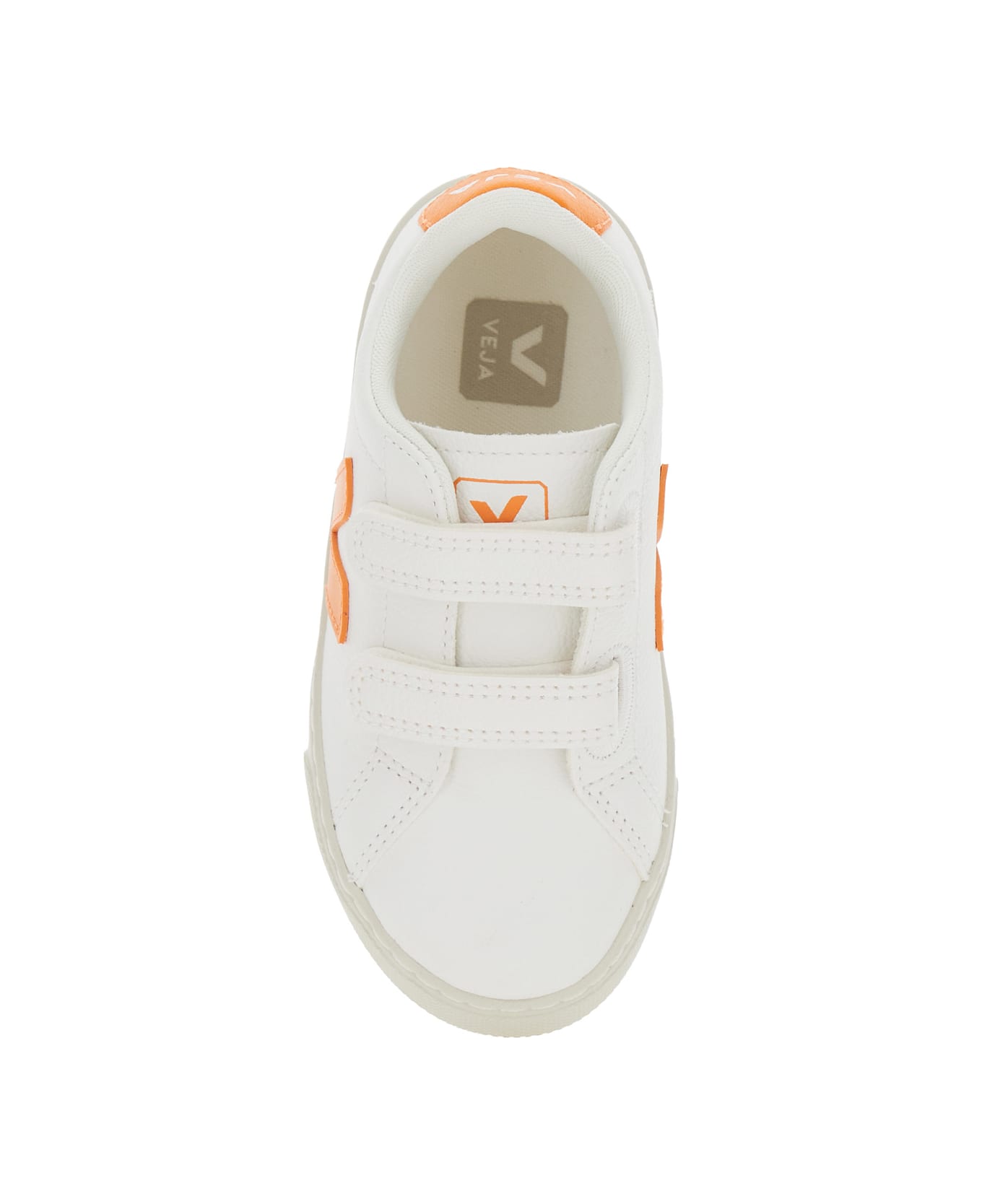Veja 'epslar' White Sneaker With Hook-and-loop Closure And Logo On The Side In Leather Boy - White