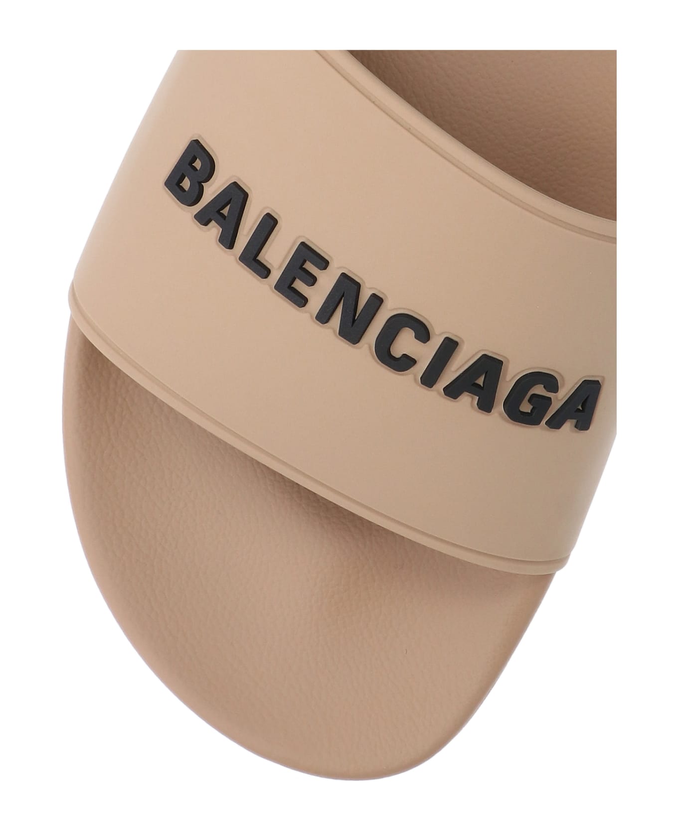 Balenciaga Slide Sandals With Logo In Rubber Man - Nude & Neutrals