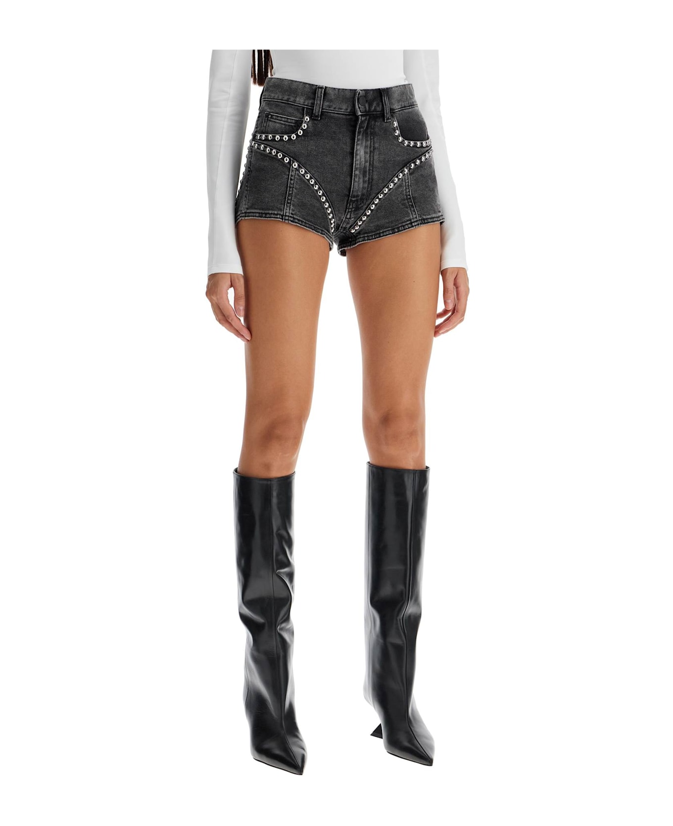 Mugler Shorts In Grey Cotton - WASHED BLACK (Grey)