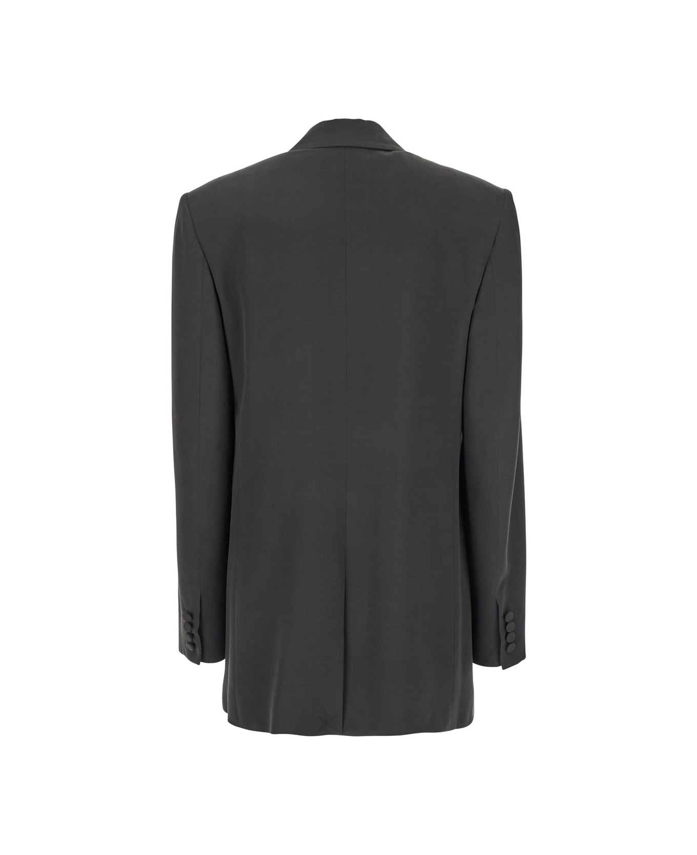 Saint Laurent Grey Single-breasted Jacket With Peak Revers In Silk Woman - Grey