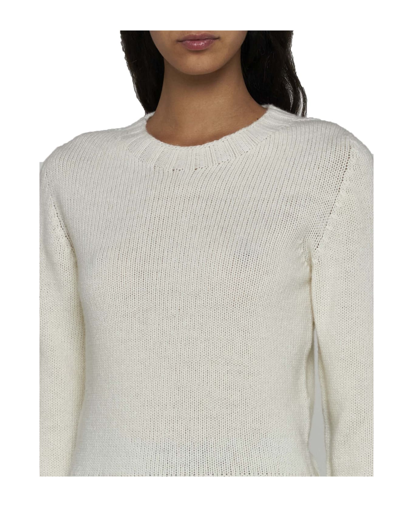 Palm Angels Ivory Sweater With Back Logo - Off white black ニットウェア