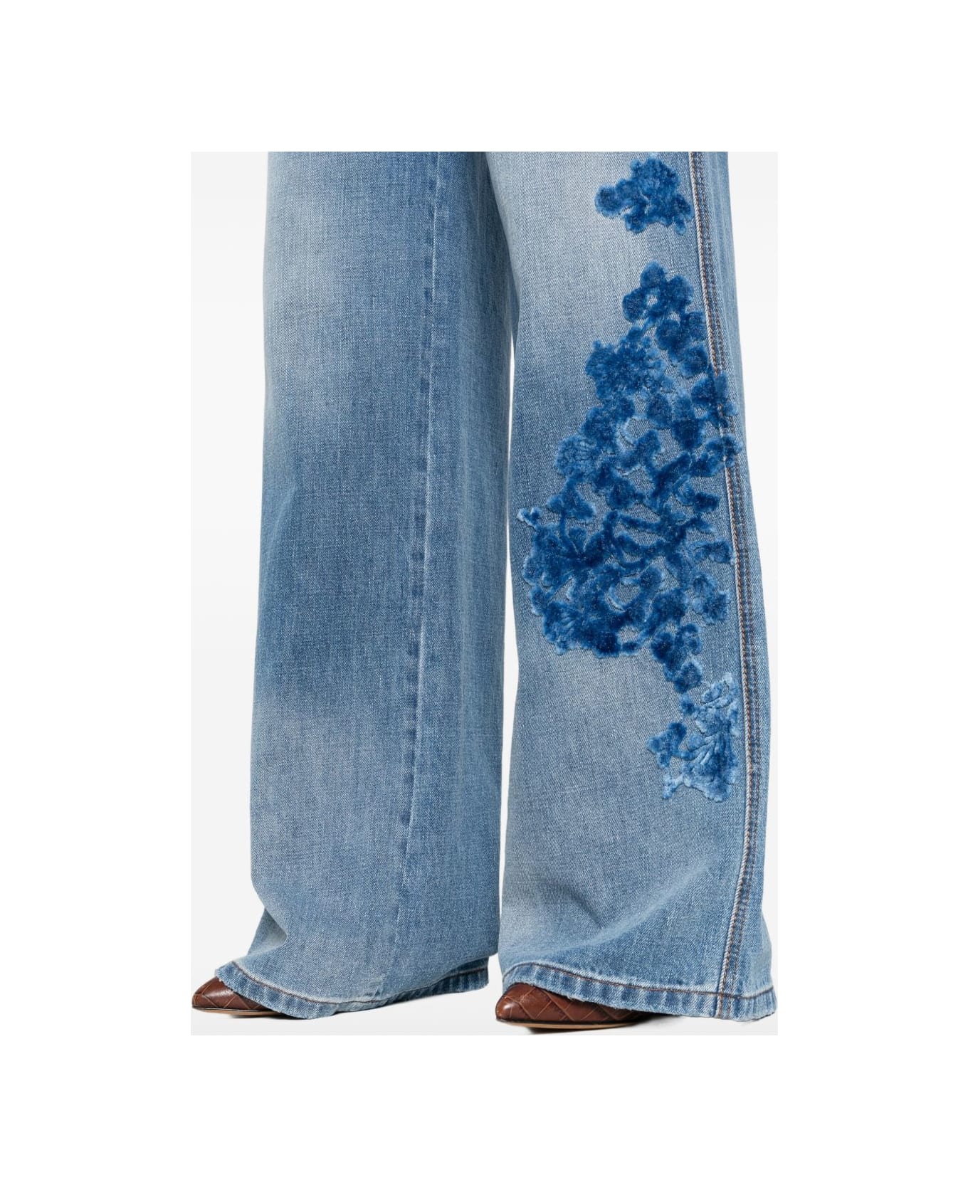 Ermanno Scervino Embroidered Denim Jeans - Clear Blue