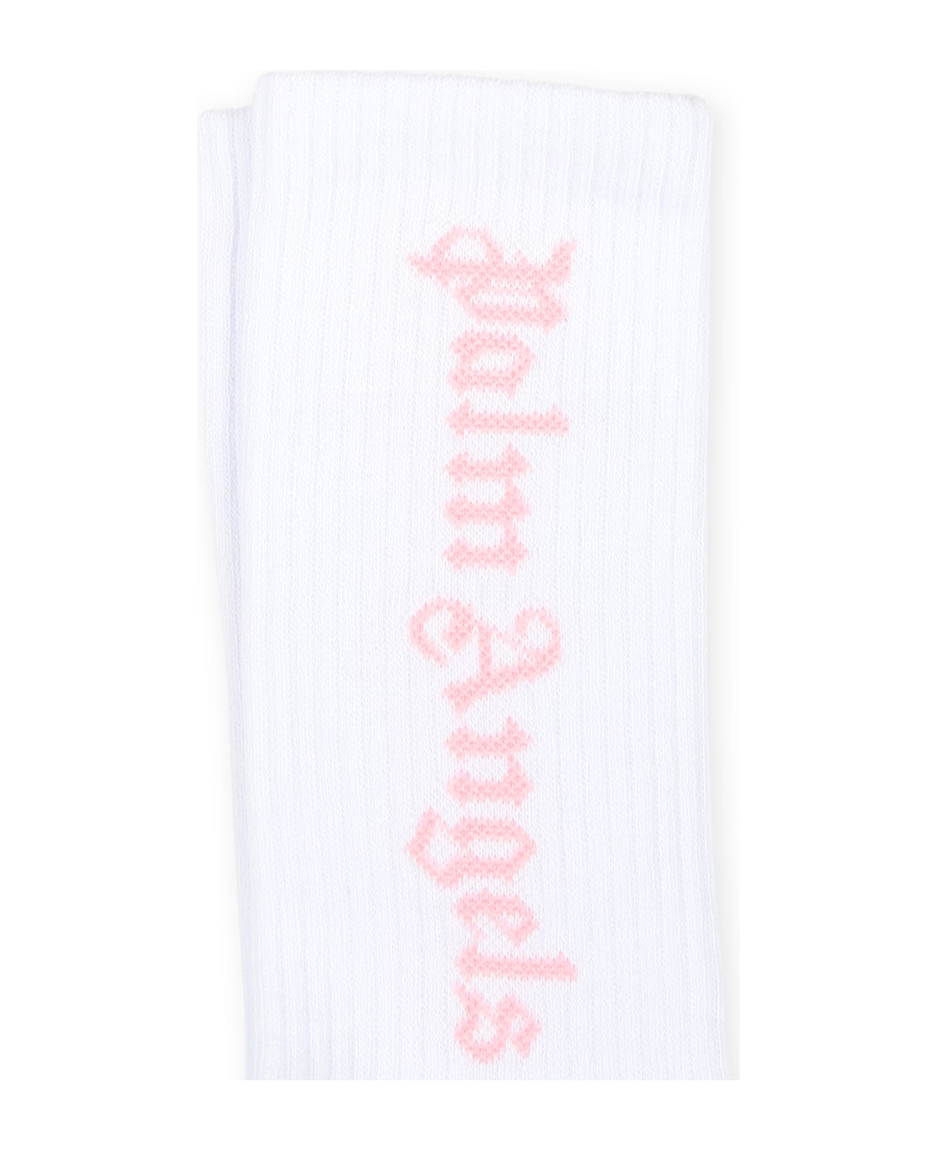 Palm Angels White Socks For Girl With Logo - White