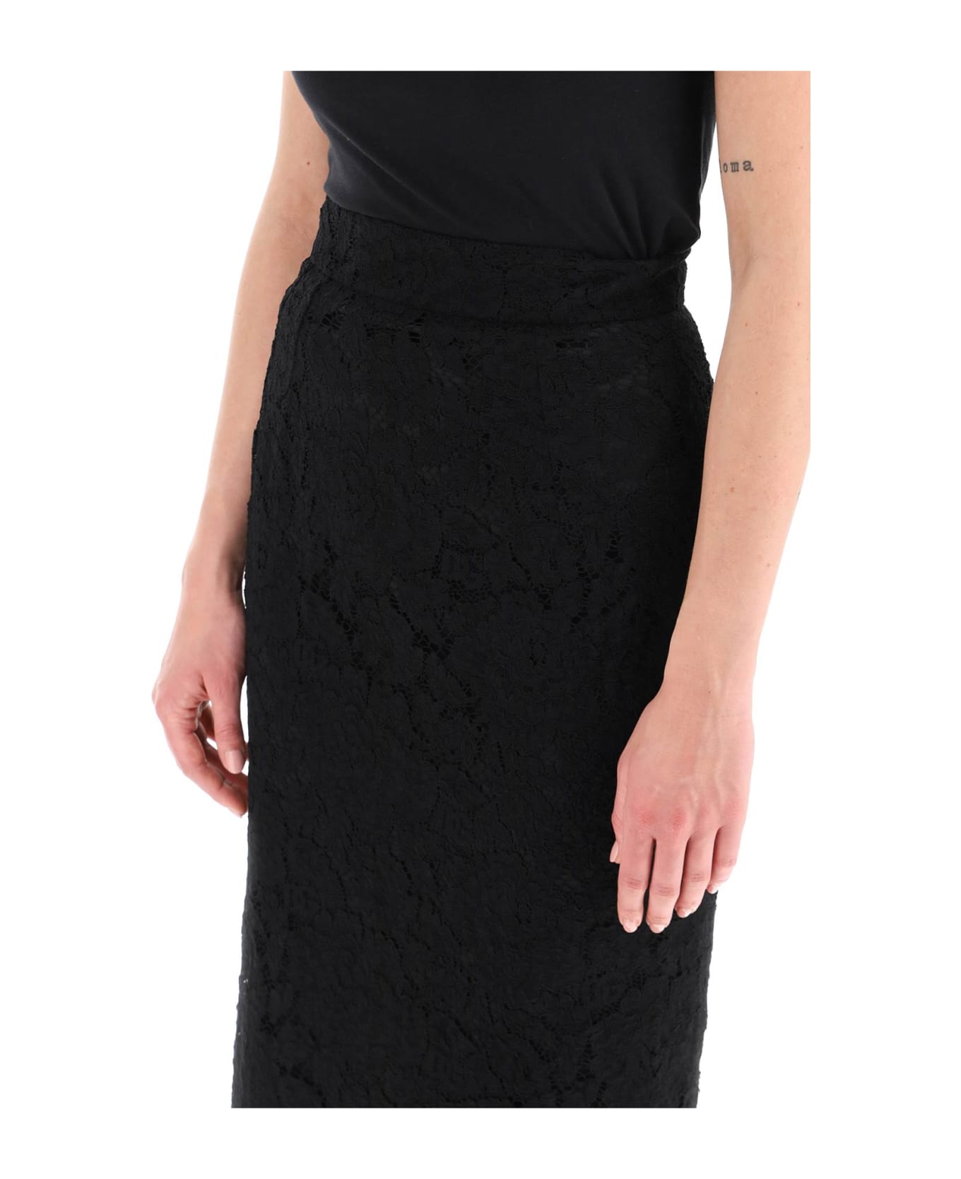 Dolce & Gabbana Midi Lace Pencil Skirt - NERO (Black)