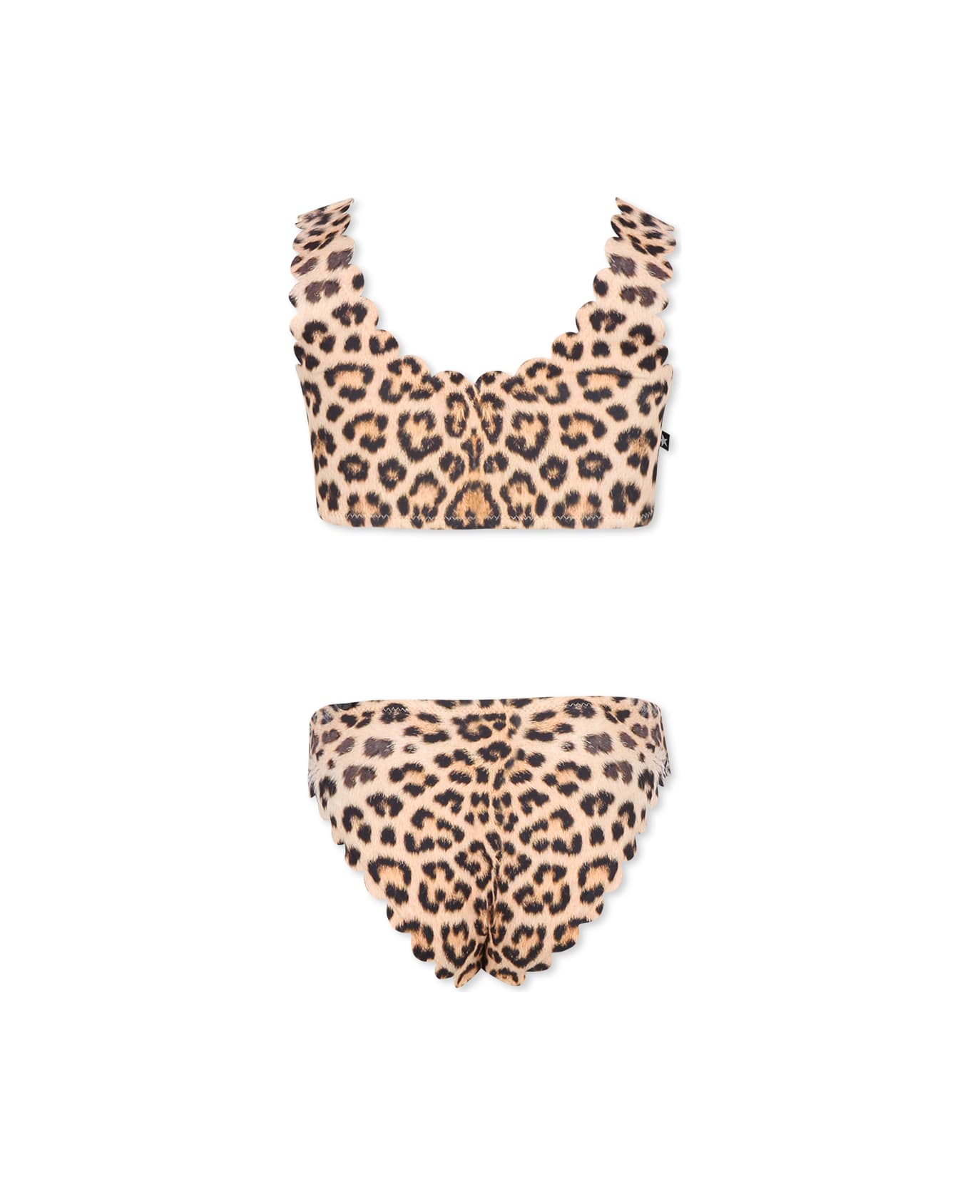 Molo Brown Bikini For Girl With Spotted Print - Brown