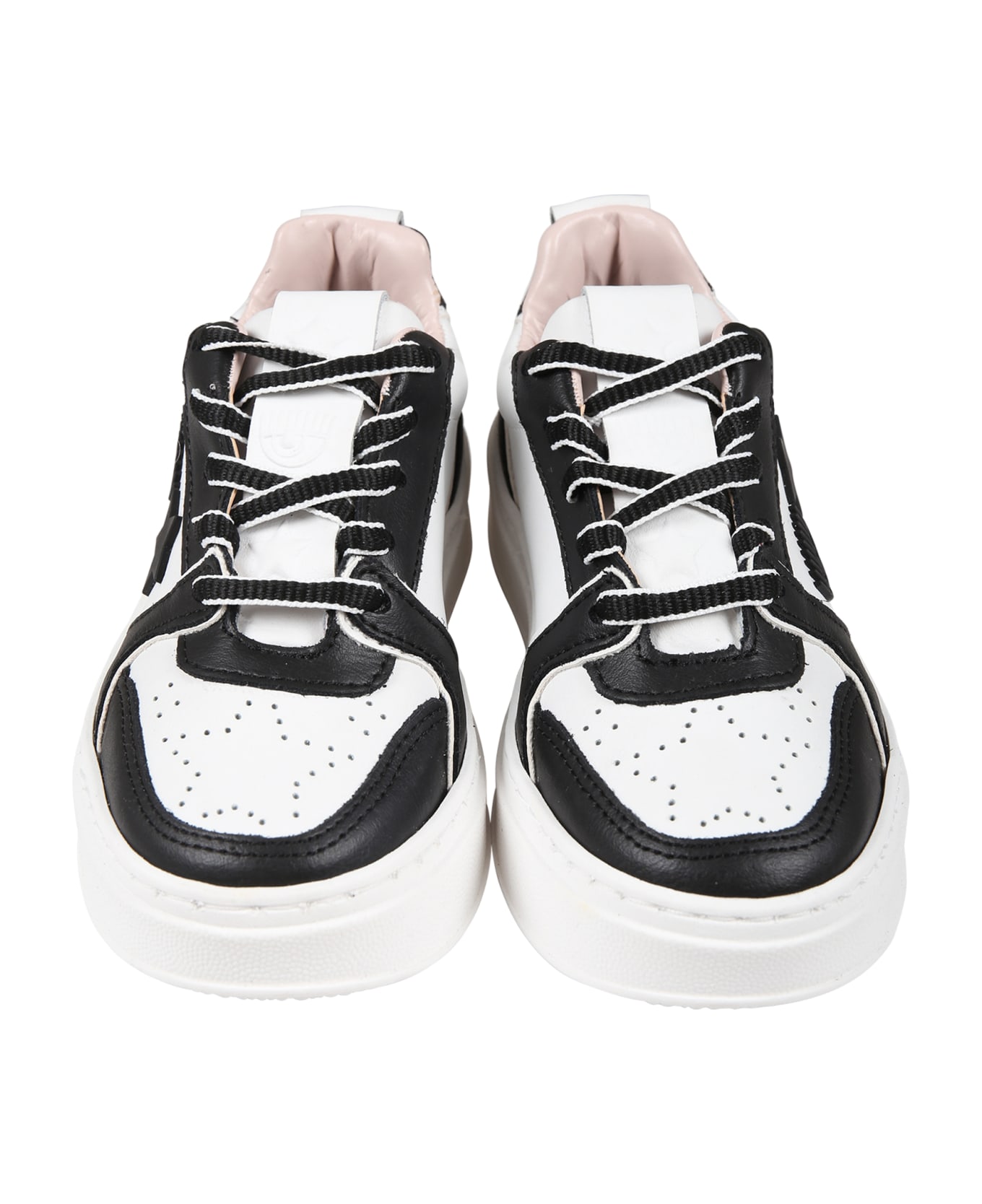 Chiara Ferragni White Sneakers For Girl With Eyestar - Multicolor