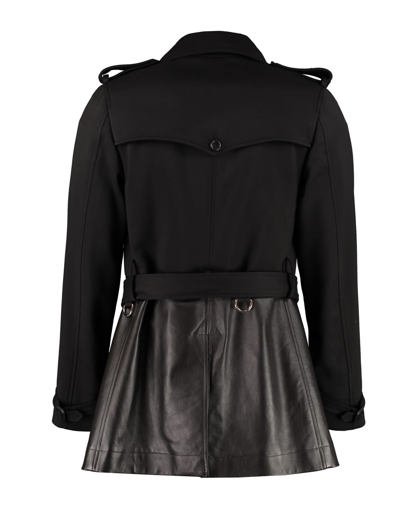 Alexander McQueen Double-breasted Wool And Leather Coat - black