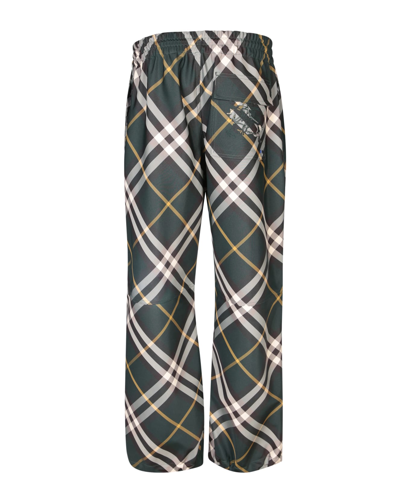Burberry Wide-leg Equestrian Knight Motif Checked Trousers - Green ボトムス