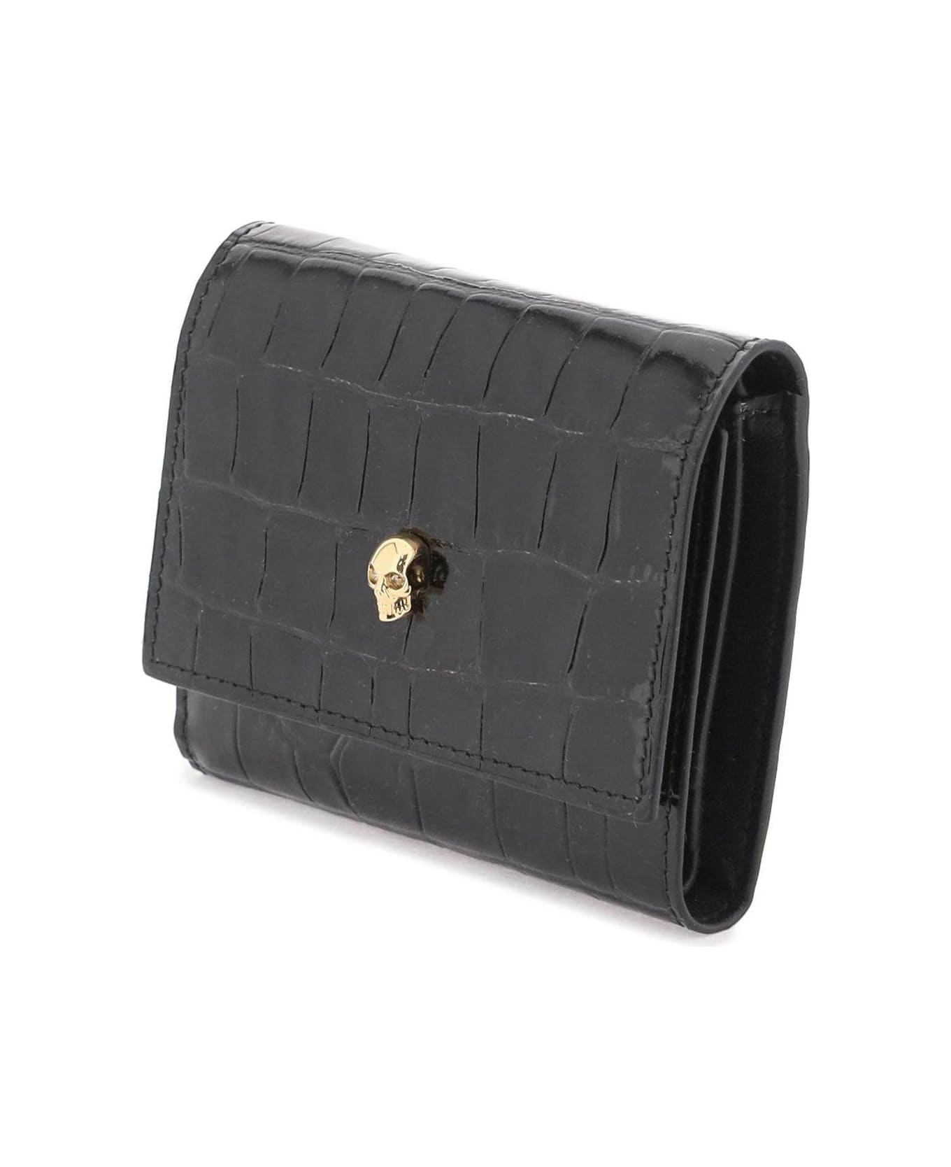 Alexander McQueen Skull-charm Embossed Tri-fold Wallet - Black