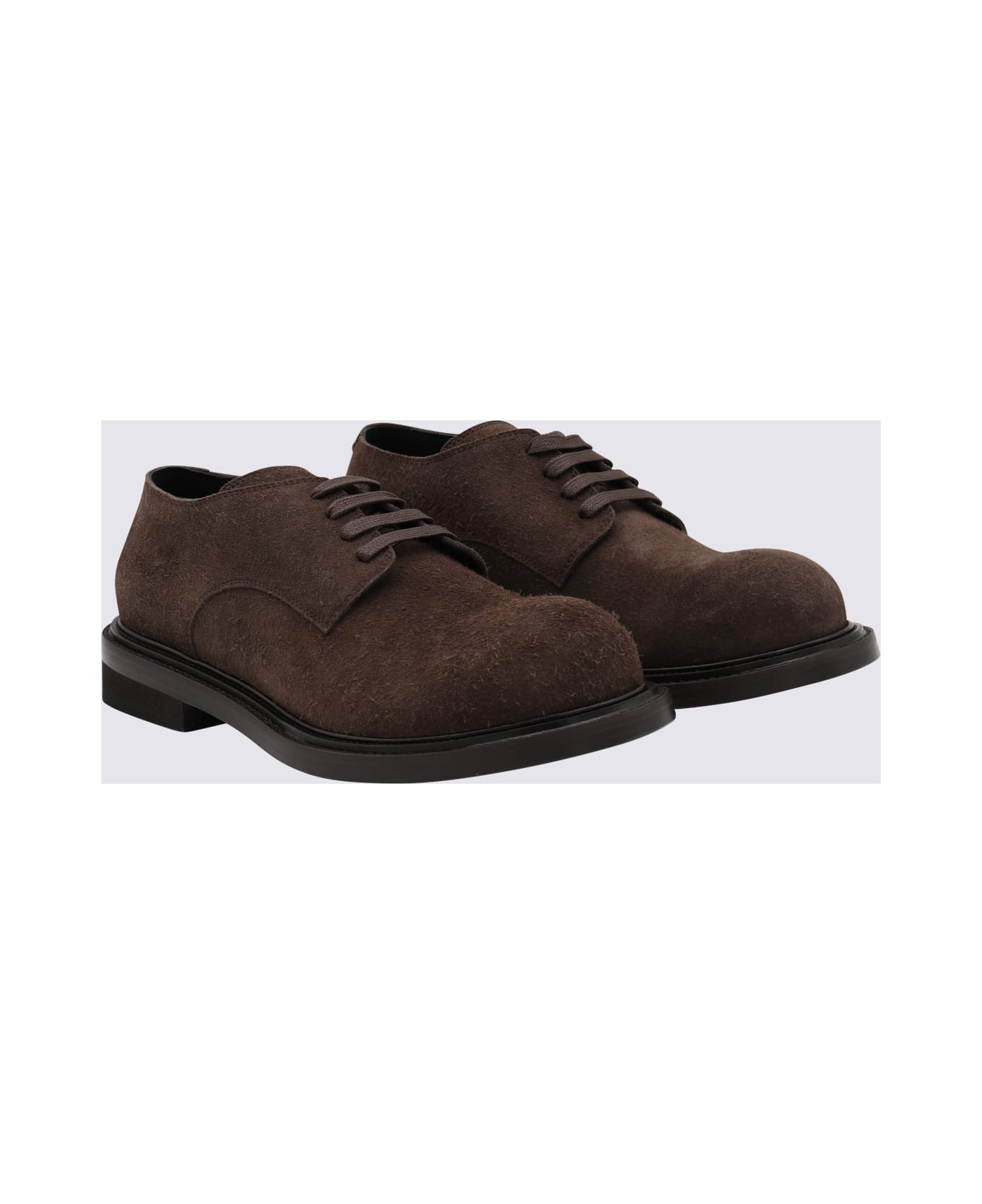 Moschino Brown Leather Lace Up Shoes - Brown
